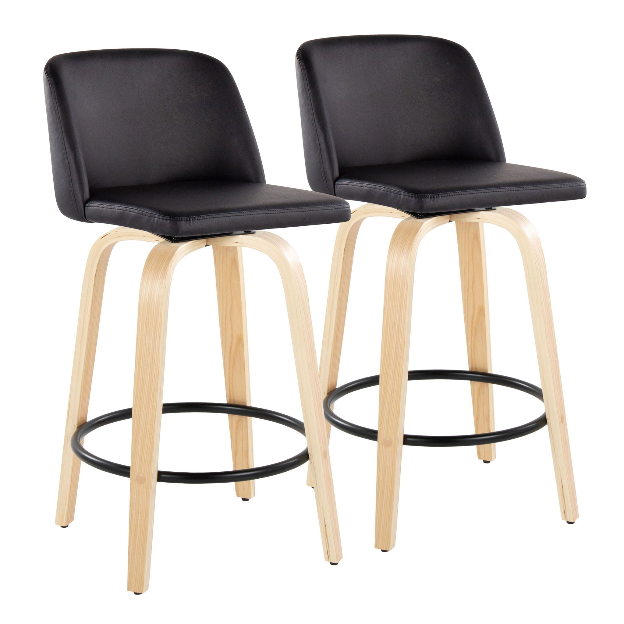 Toriano - Contemporary Modern Fixed Height Counter Stool Swivel With Round Footrest (Set of 2) - Best Buy Furniture