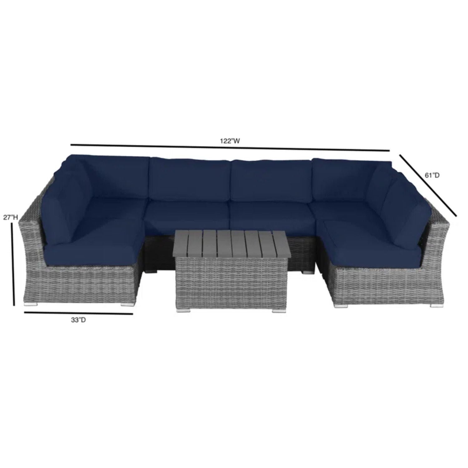 Wicker Sectional Sofa With Cushions And Table - Best Buy Furniture