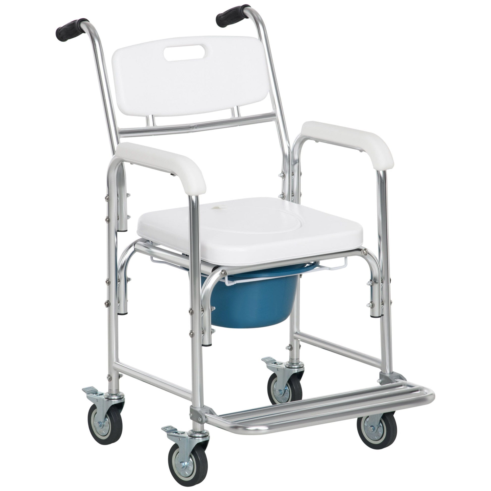 Homcom - Shower Commode Wheelchair, Padded Seat, 330 Lbs - White - Best Buy Furniture