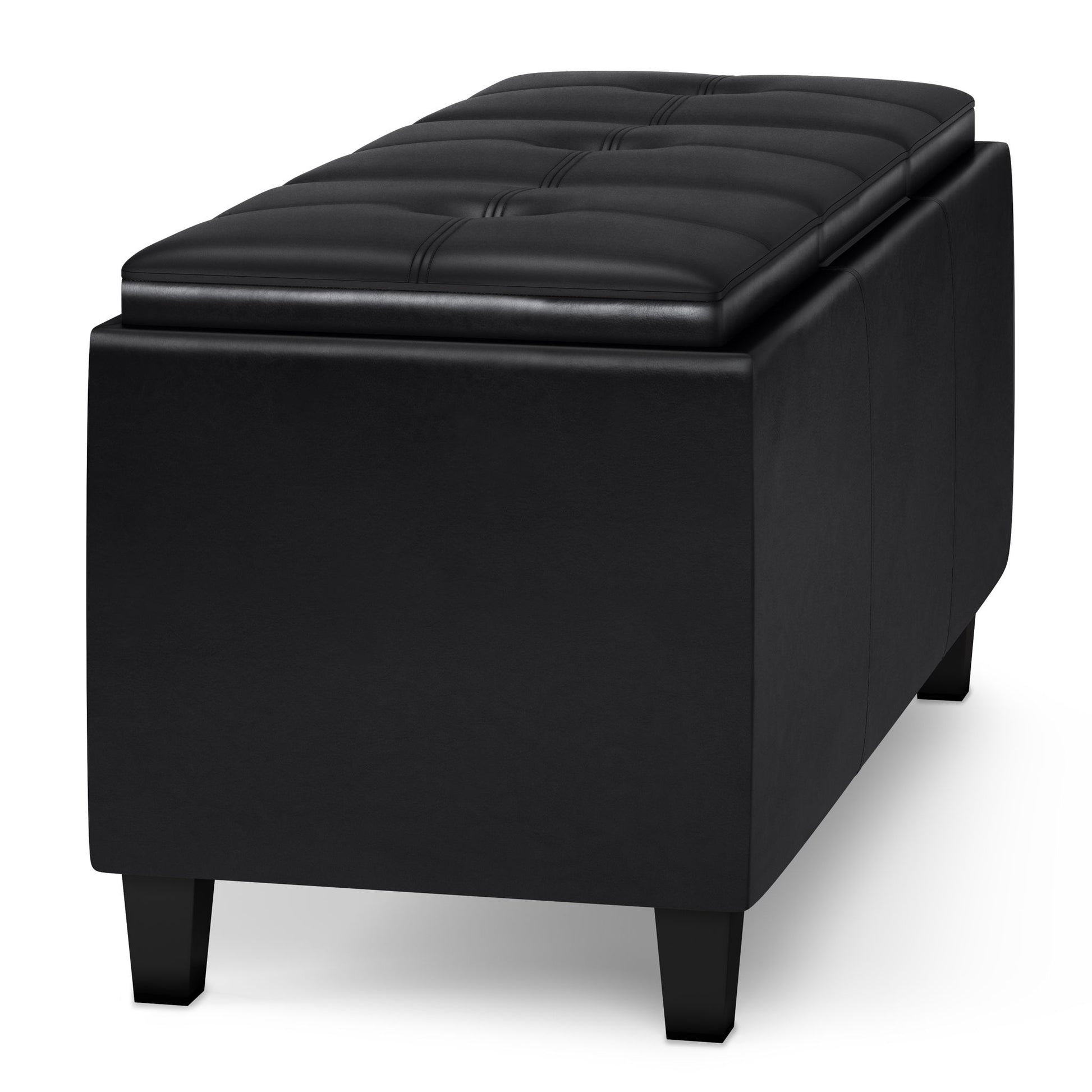 Avalon - Tray Storage Ottoman With Lift Up Lids - Midnight Black - Best Buy Furniture