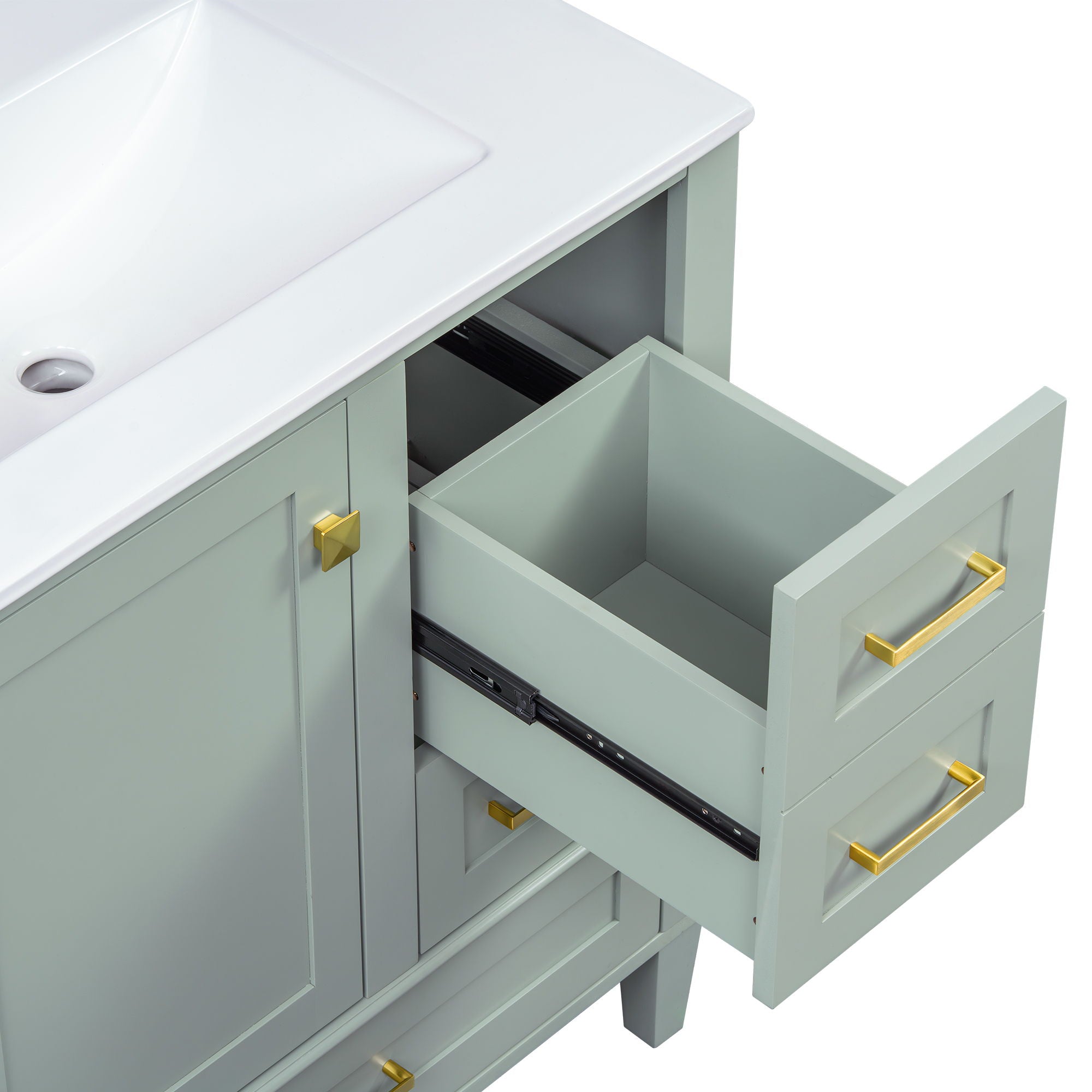 Bathroom Vanity, Modern Bathroom Cabinet With Sink Combo Set, Bathroom Storage Cabinet With A Soft Closing Door And 3 Drawers, Solid Wood Frame - Best Buy Furniture