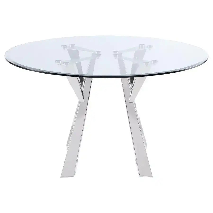 Alaia - Round Clear Glass Top Dining Table - Chrome - Best Buy Furniture