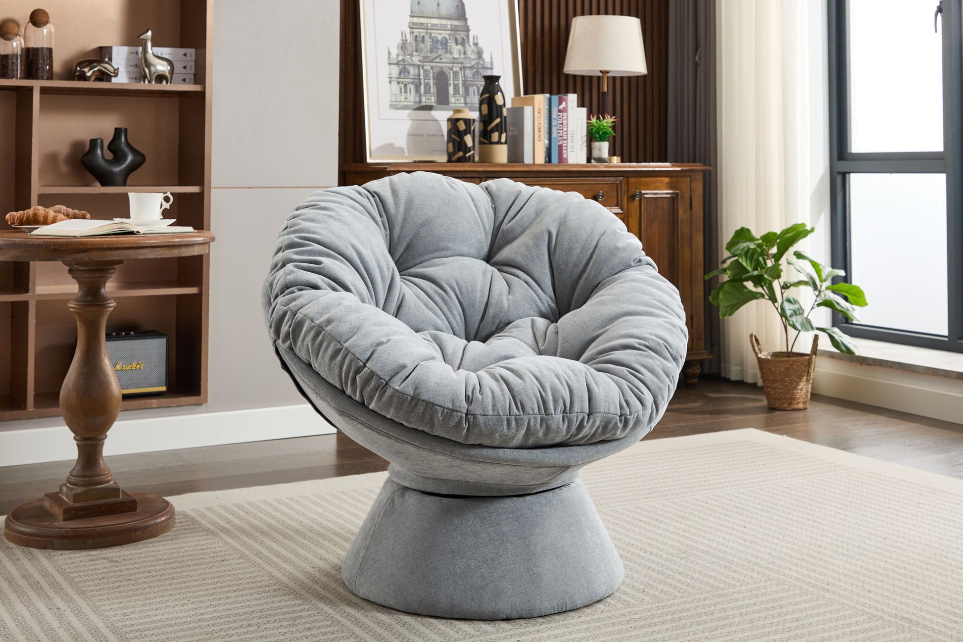 Oversized Swivel Accent Chair, 360 Swivel Barrel Chair, Papasan Chair For Living Room Bedroom - Best Buy Furniture