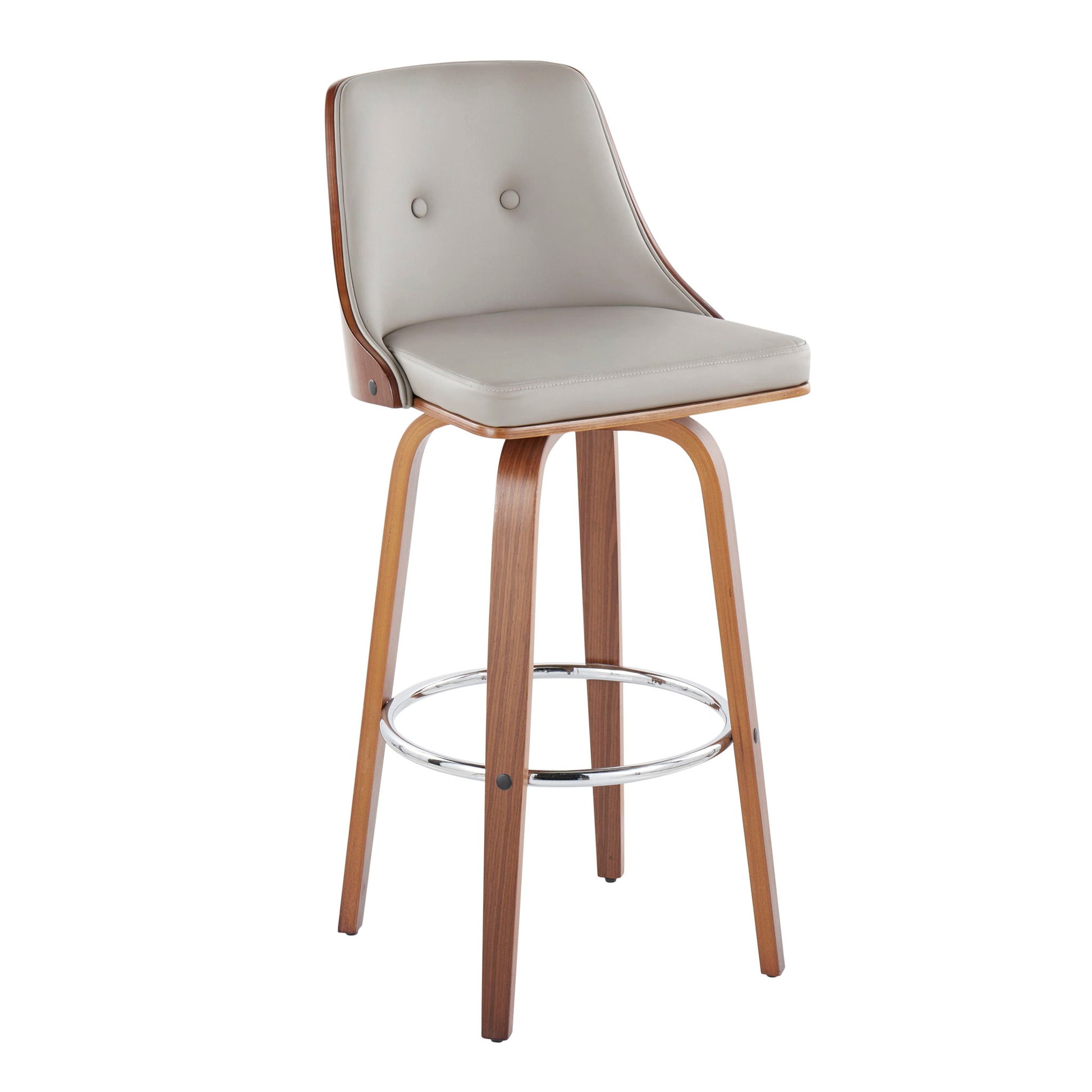 Gianna - Mid Century Modern Fixed Height Barstool With Swivel With Round Footrest (Set of 2) - Best Buy Furniture
