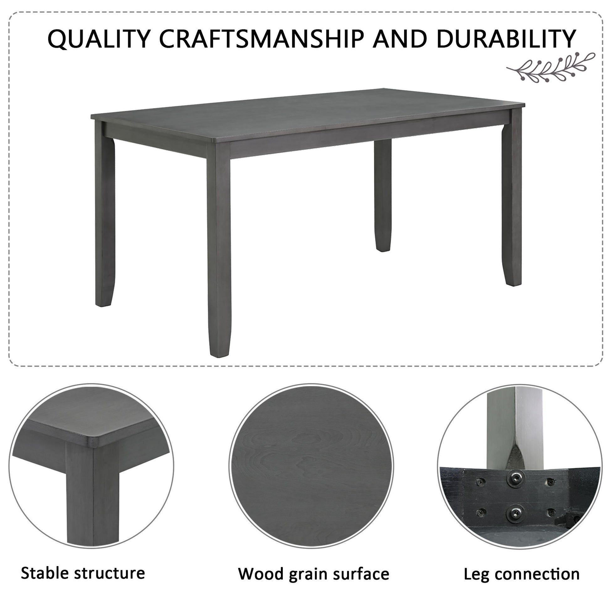 Modern 6 Piece Dining Table Set With Bench And Chairs For Dining Room Or Kitchen - Gray - Best Buy Furniture