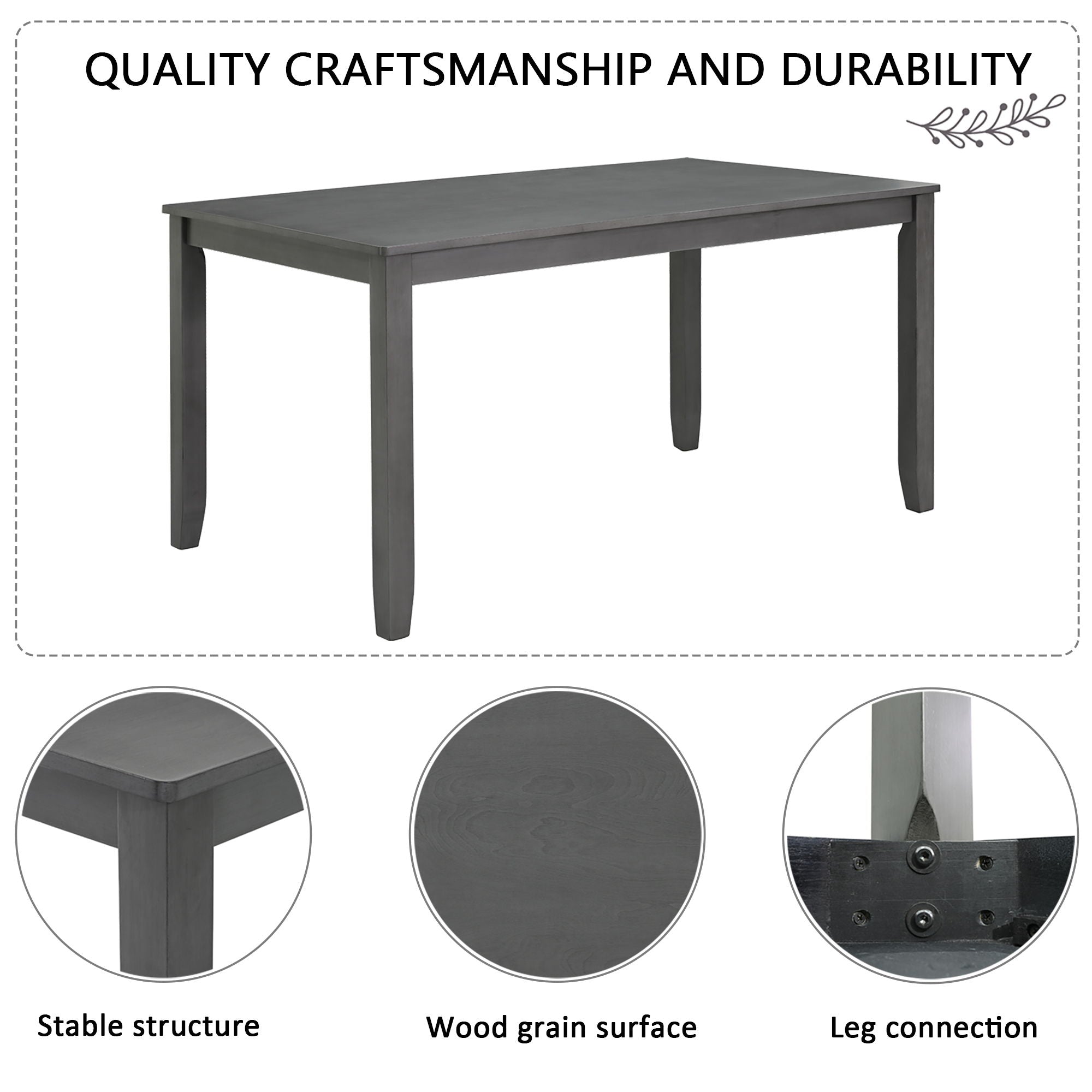 Modern 6 Piece Dining Table Set With Bench And Chairs For Dining Room Or Kitchen - Gray - Best Buy Furniture