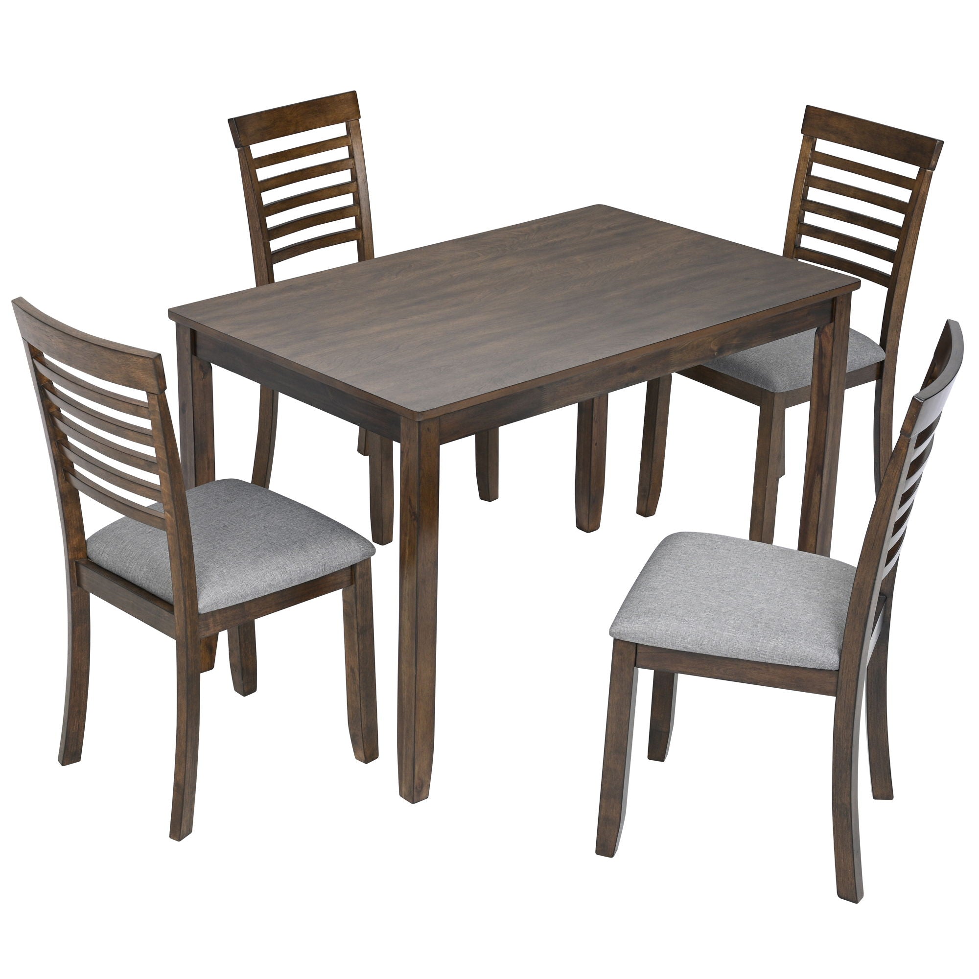 5 Pieces Modern Dining Set, Rectangular Wooden Dining Table With 4 Upholstered Chairs - Best Buy Furniture
