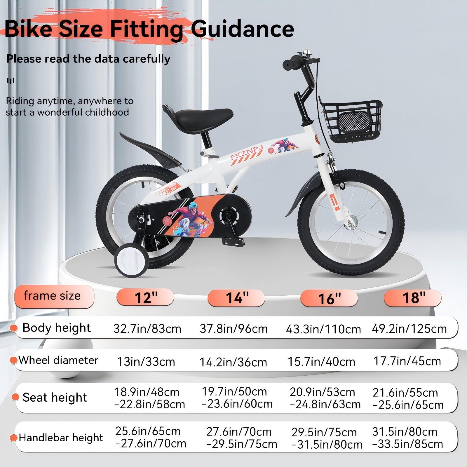 Fkznpj - 16" Sporty Kids Bike With Training Wheels And Stand Adjustable Saddle Suitable For Boys And Girls Aged 4 - 8 Years Tall Height 41 - 46" Available In A Variety Of Colors - Best Buy Furniture