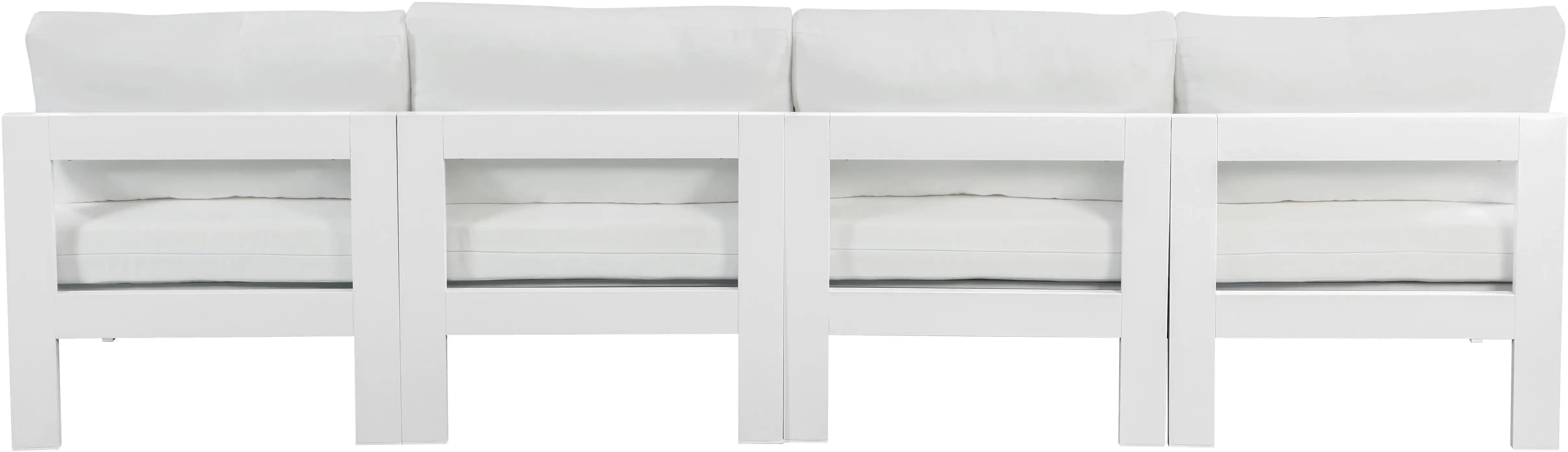 Nizuc - Outdoor Patio 4 Seat Armless Modular Sofa With White Frame - Best Buy Furniture