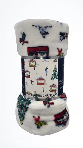 Decor&More Happy Holidays Microplush Throw Blanket (50" x 60") - Christmas Time - Best Buy Furniture