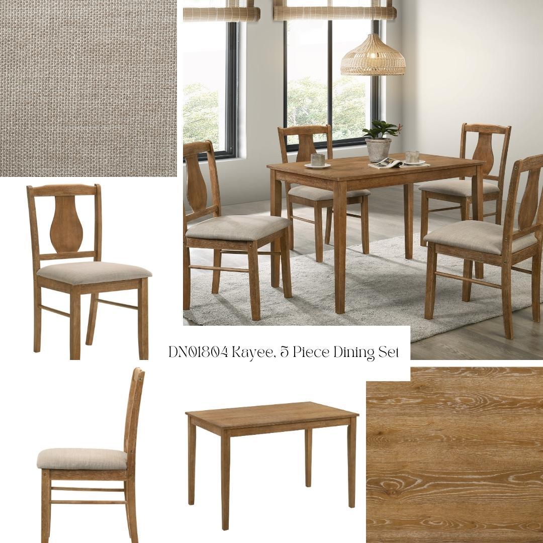 Kayee - 5 Pieces Pack Dining Set - Weathered Oak - Best Buy Furniture