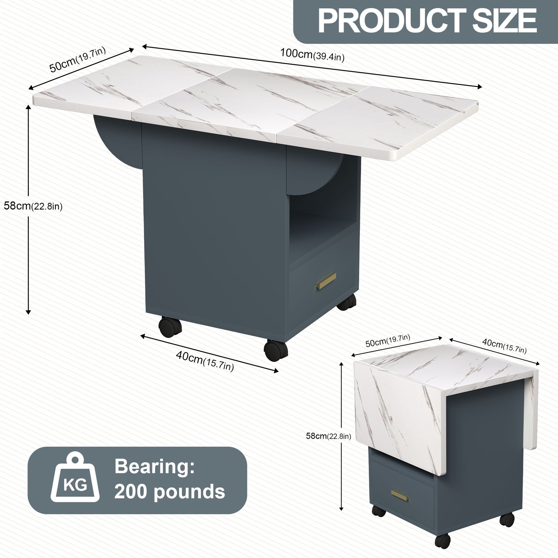 Versatile Wood Folding Dining Table With Wheels, Storage Rack & Drawer, Space Saving Design - White - Best Buy Furniture