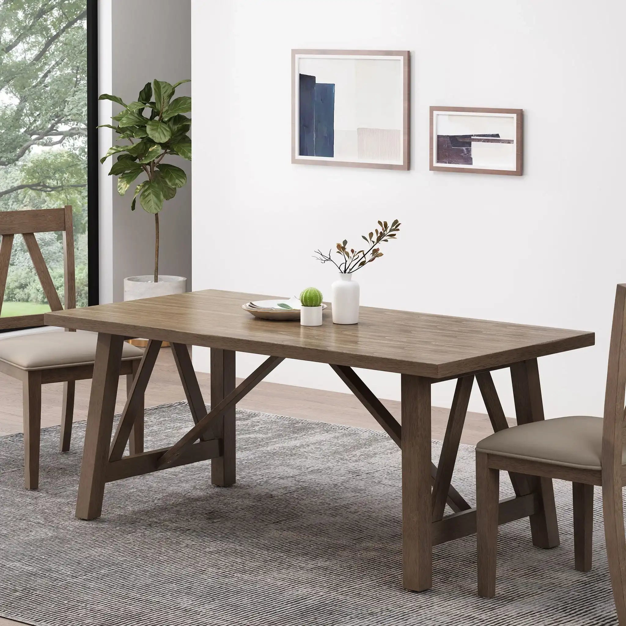 Farmhouse Style Dining Table With Wood Like Top - Best Buy Furniture
