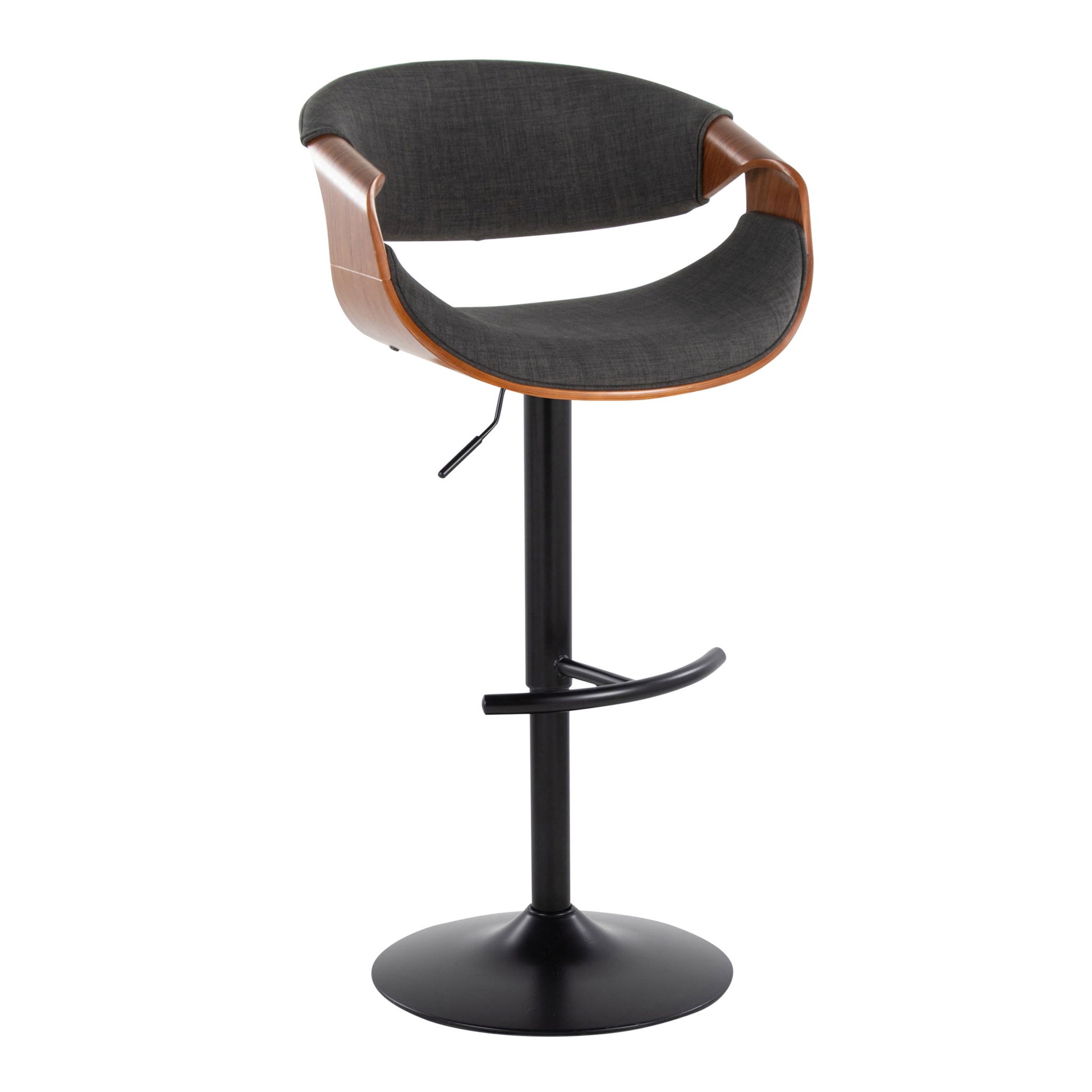 Curvo - Mid Century Modern Adjustable Barstool With Swivel & Rounded T Footrest (Set of 2) - Best Buy Furniture