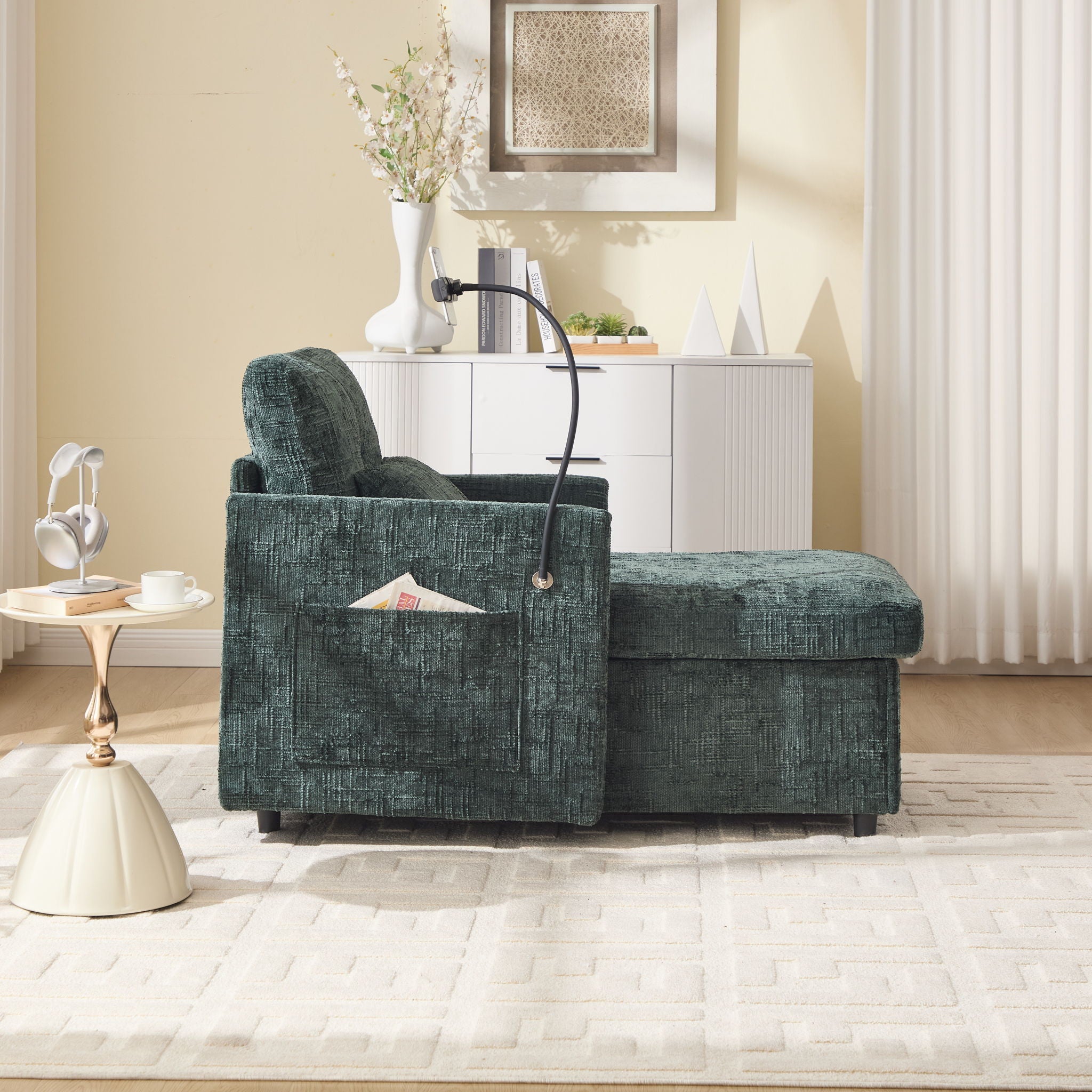 Multifunctional Chenille Recliner Sofa With Storage And Phone Bracket - Best Buy Furniture