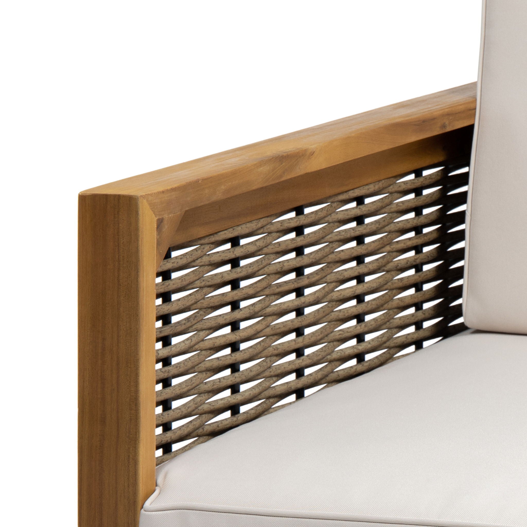 Outdoor Acacia Wood Club Chair With Wicker Accents - Best Buy Furniture