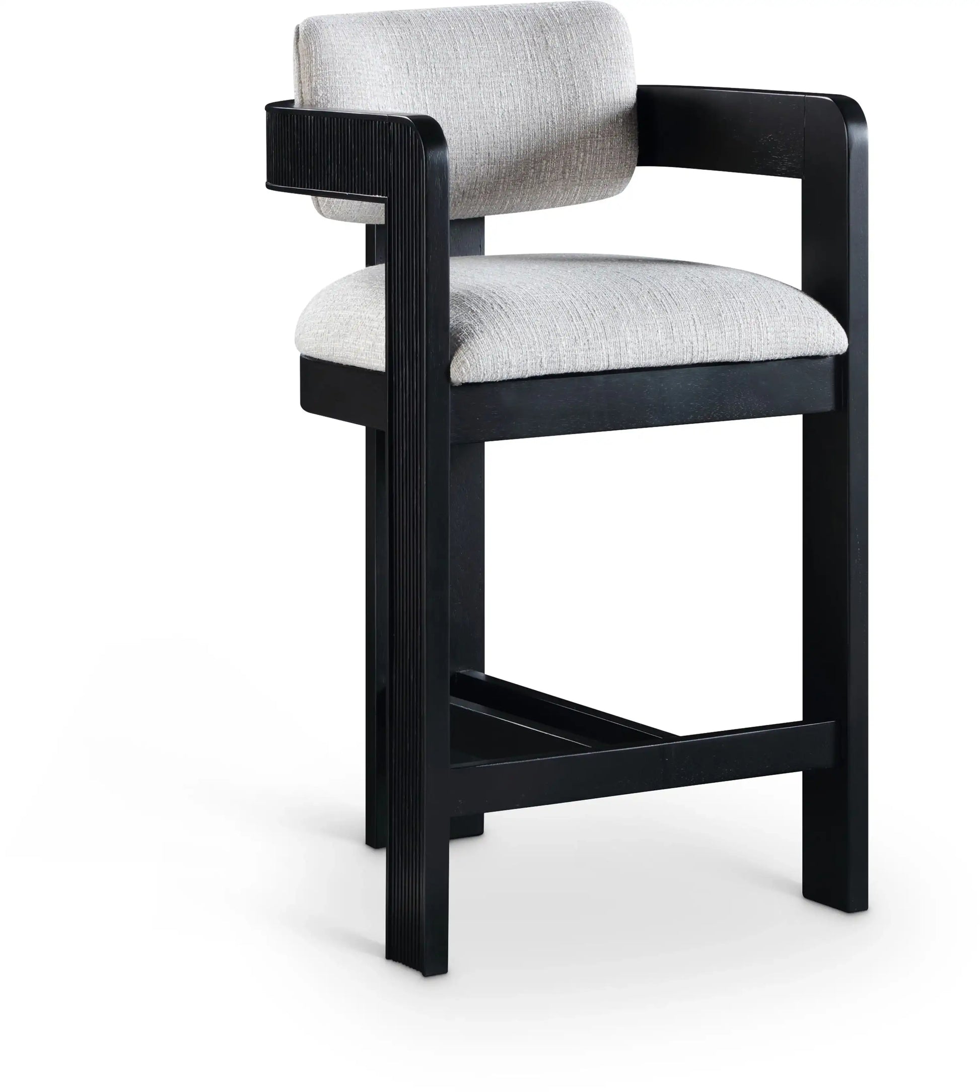 Sacha - Linen Stool With Black Base - Best Buy Furniture