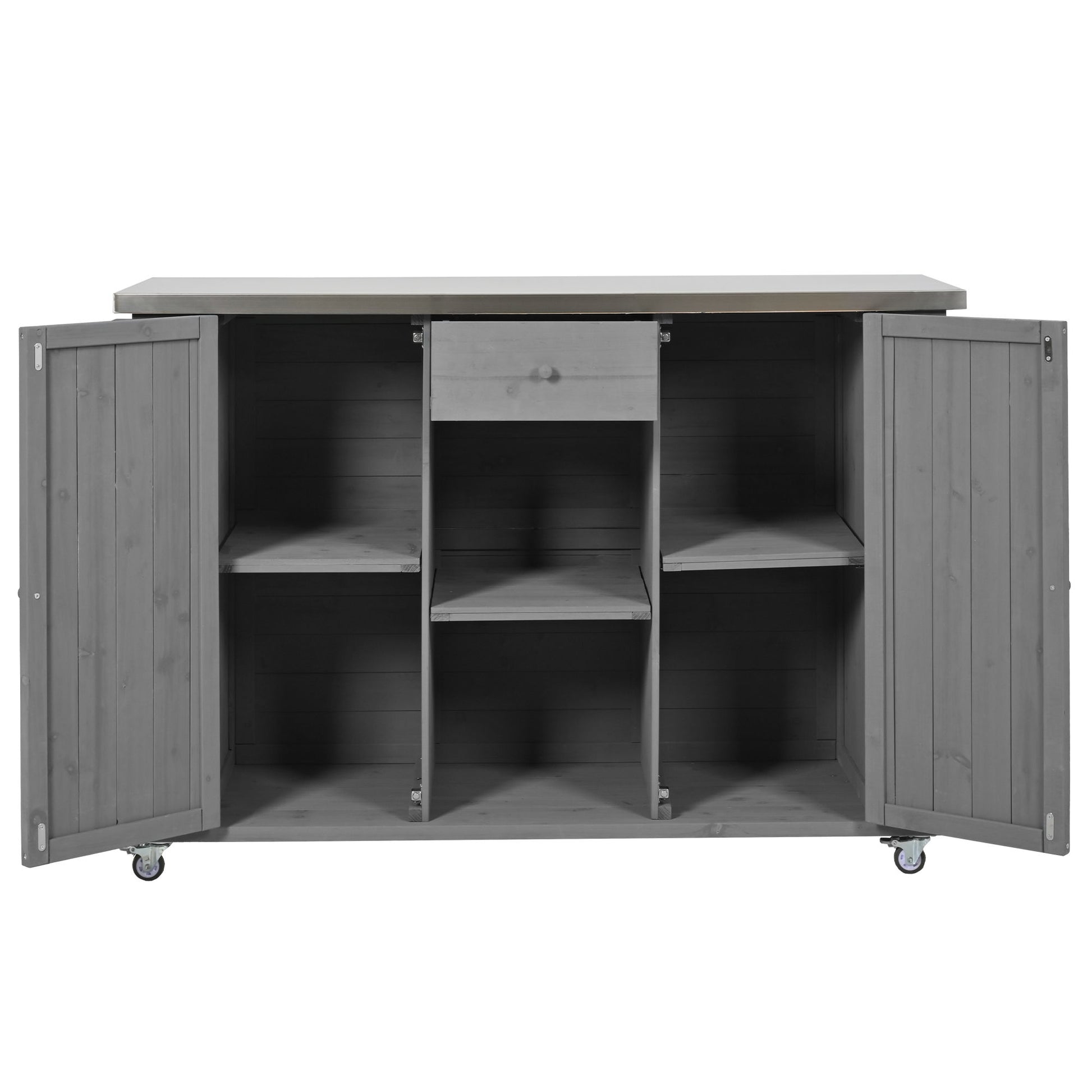 Outdoor Kitchen Island With Stainless Steel Top, Ample Storage Space, Towel And Spice Racks And A Bottle Opener - Best Buy Furniture