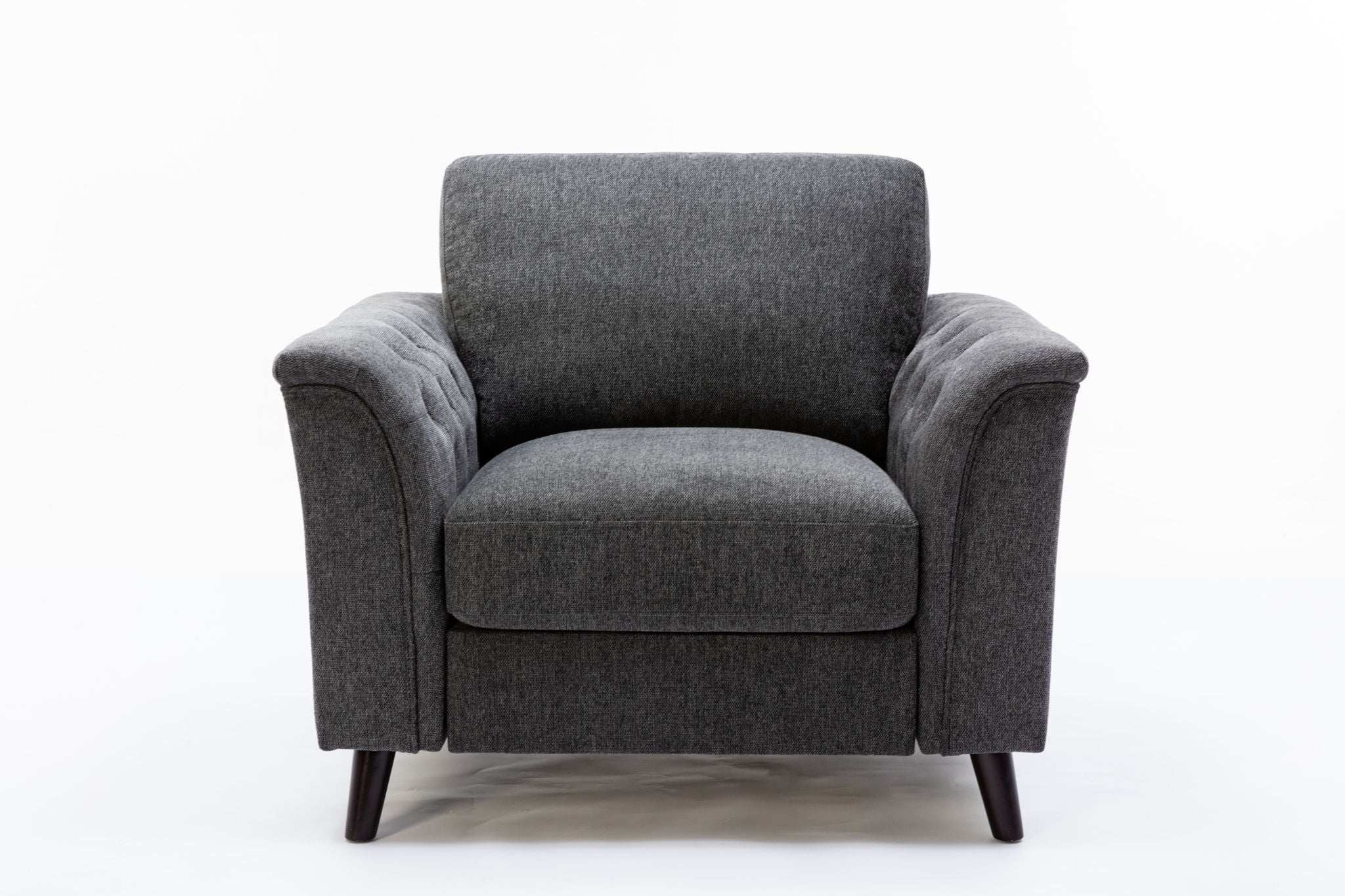 Stanton - Linen Chair With Tufted Arms - Dark Gray - Best Buy Furniture