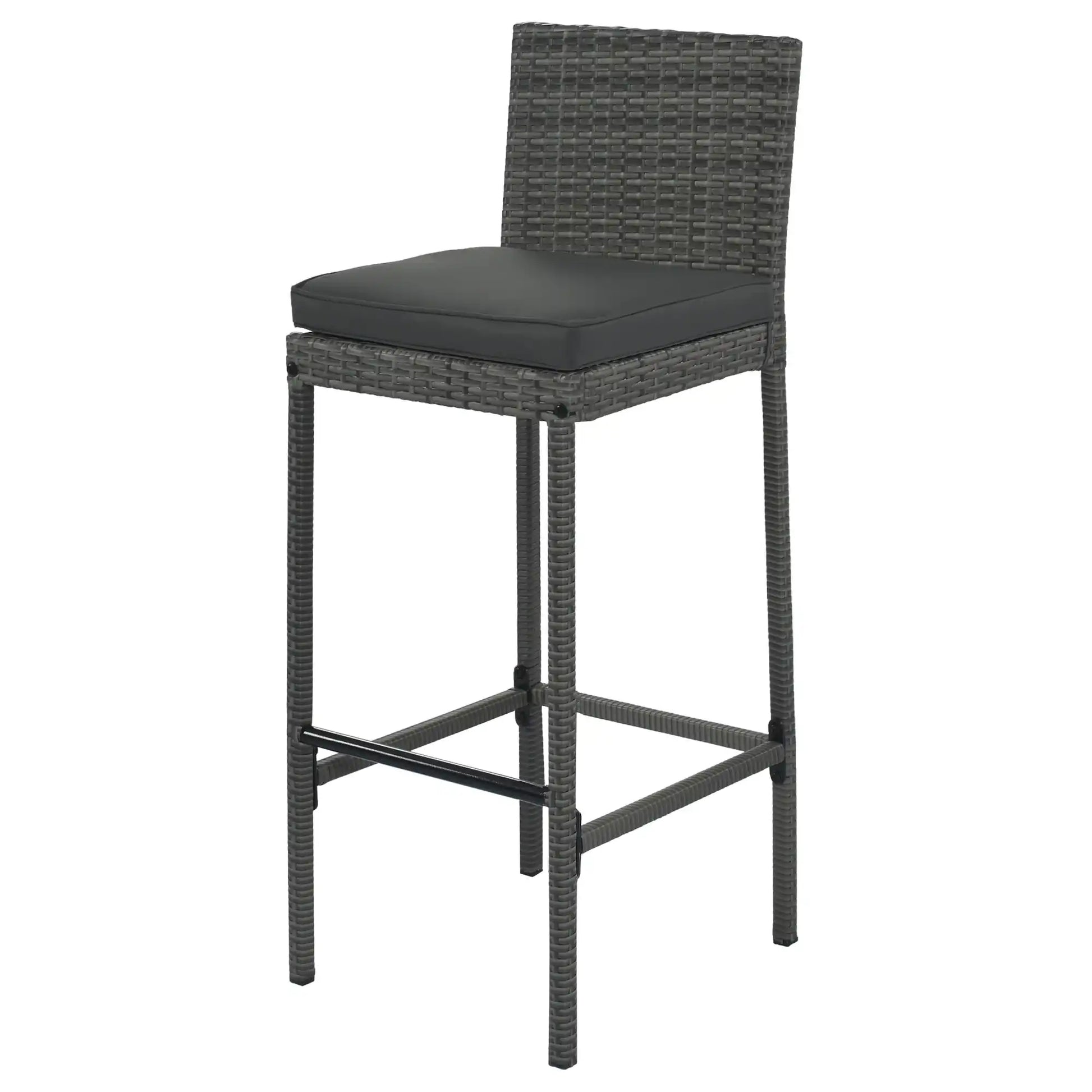 5 Piece Outdoor Wicker Bar Set with Acacia Wood Table, Brown & Gray - Best Buy Furniture