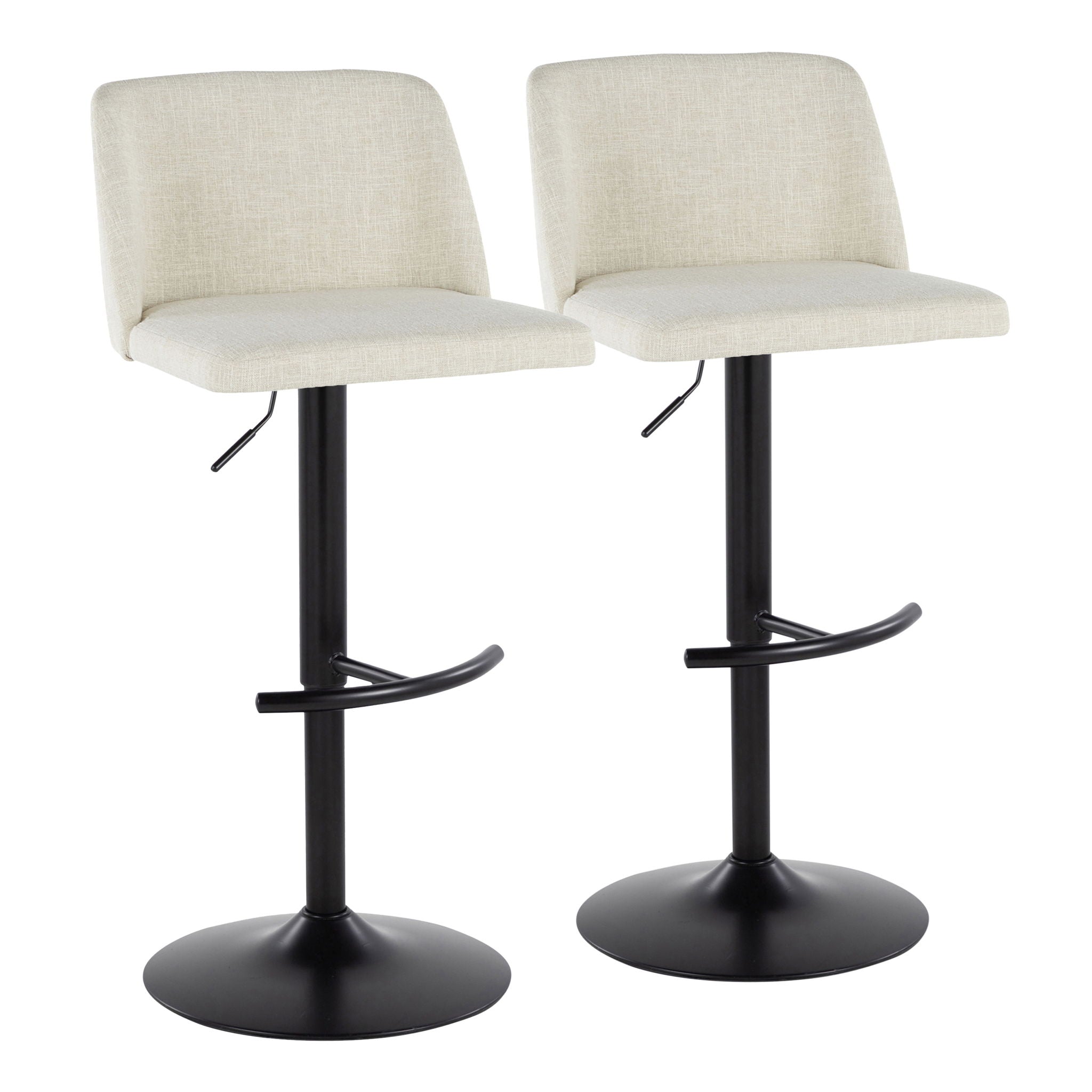 Toriano - Contemporary Adjustable Barstool Swivel With Rounded T Footrest (Set of 2) - Best Buy Furniture