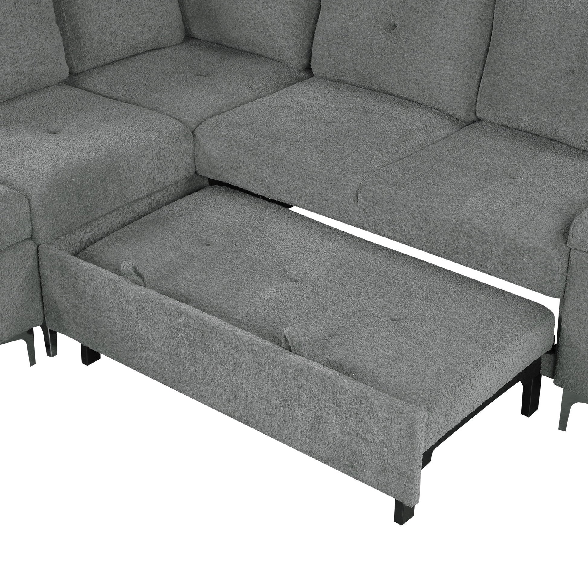 Versatile L Shaped Sofa Bed With Storage, Cup Holders, USB Ports Chenille - Best Buy Furniture