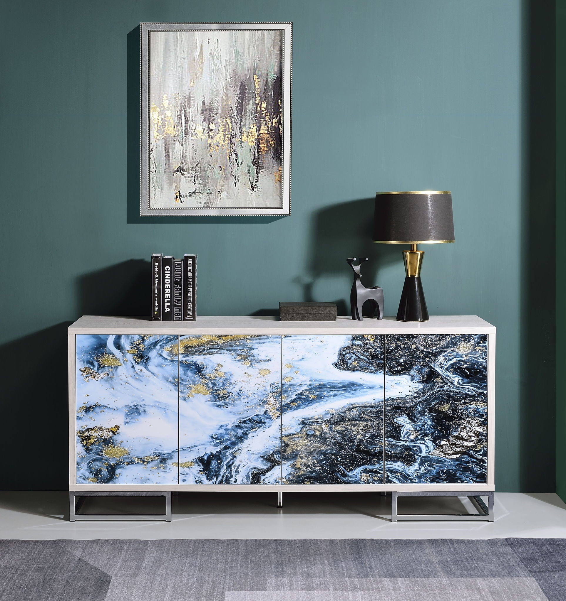 Liam - Marble Paint Console Cabinet - Multi - Best Buy Furniture
