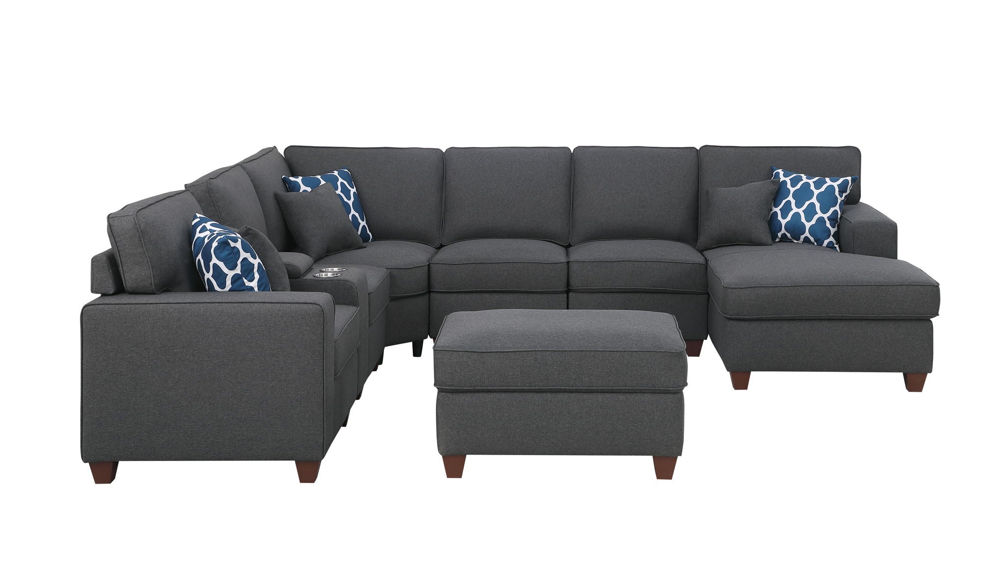 Tina - 8 Piece Upholstered Sectional With Ottoman - Best Buy Furniture