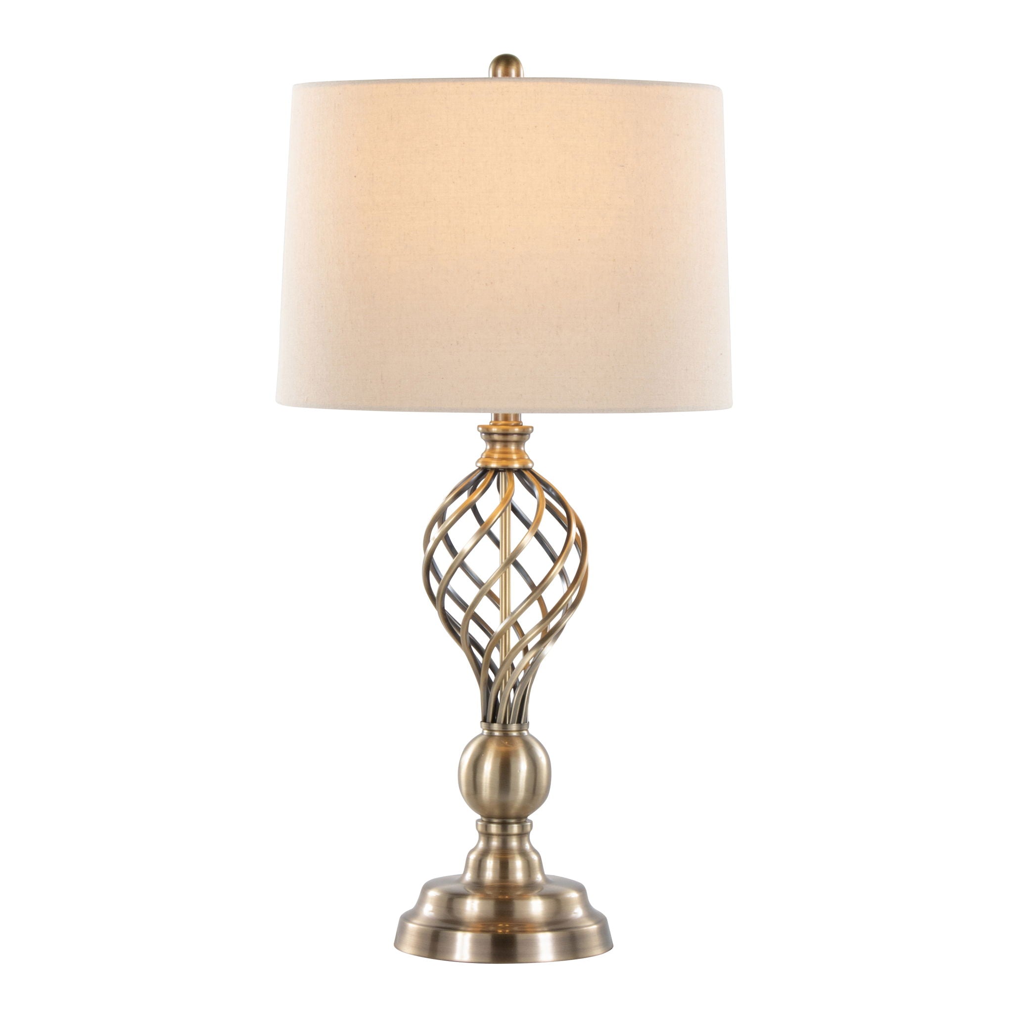 Linx - Twist Contemporary Table Lamp (Set of 2) - Antique Soft Brass / White - Best Buy Furniture