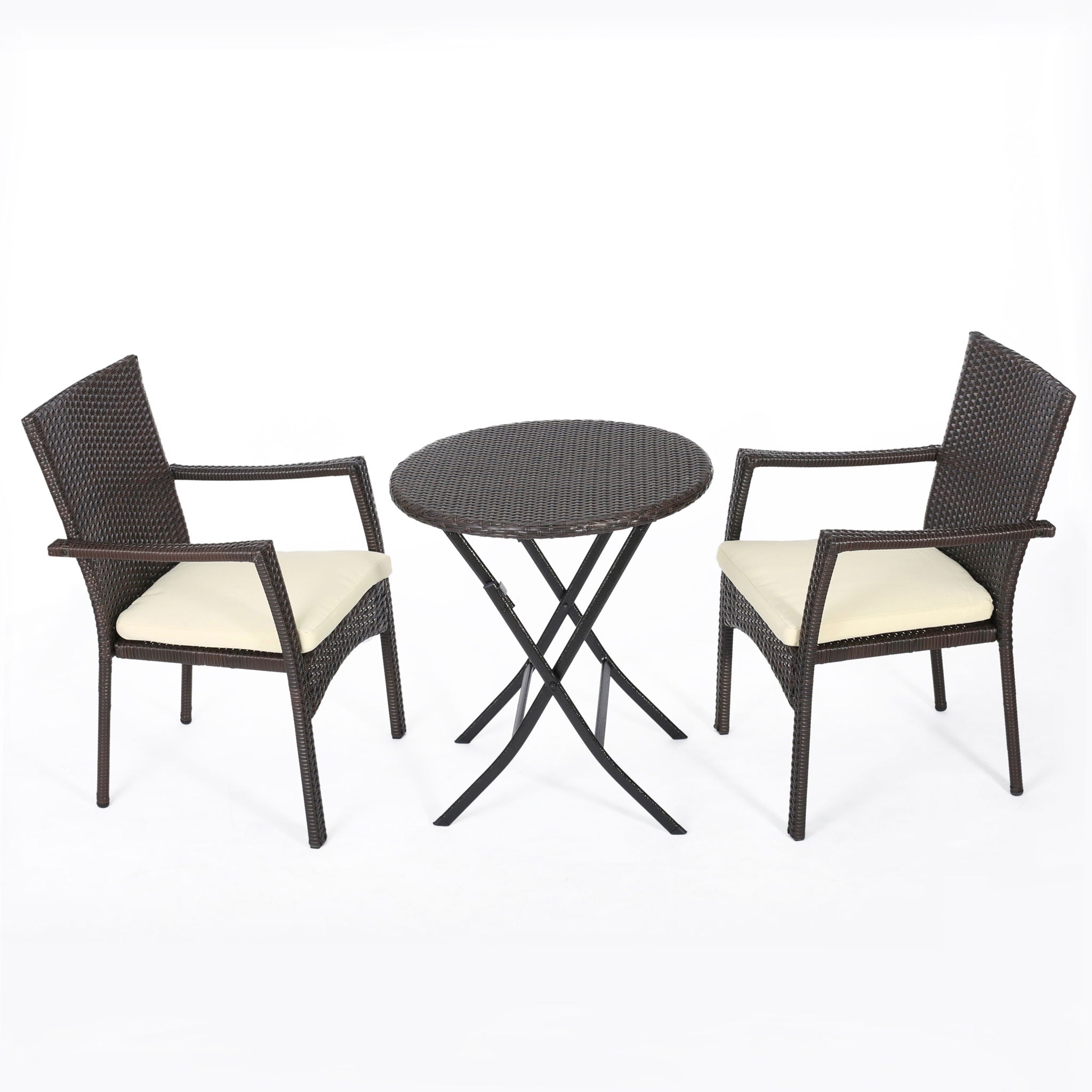 3 Piece Bistro Set With Water Resistant Cushions And 2 Chairs - Brown Multi - Best Buy Furniture