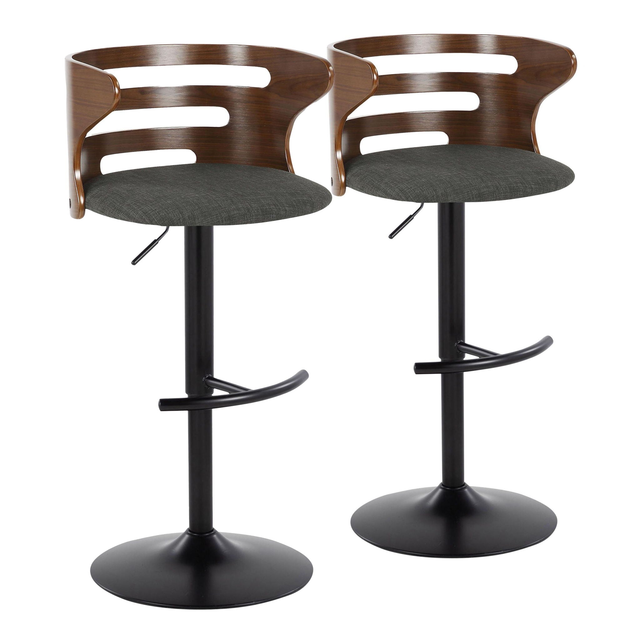 Cosi - Mid Century Modern Adjustable Barstool With Swivel With Rounded T Footrest (Set of 2) - Best Buy Furniture