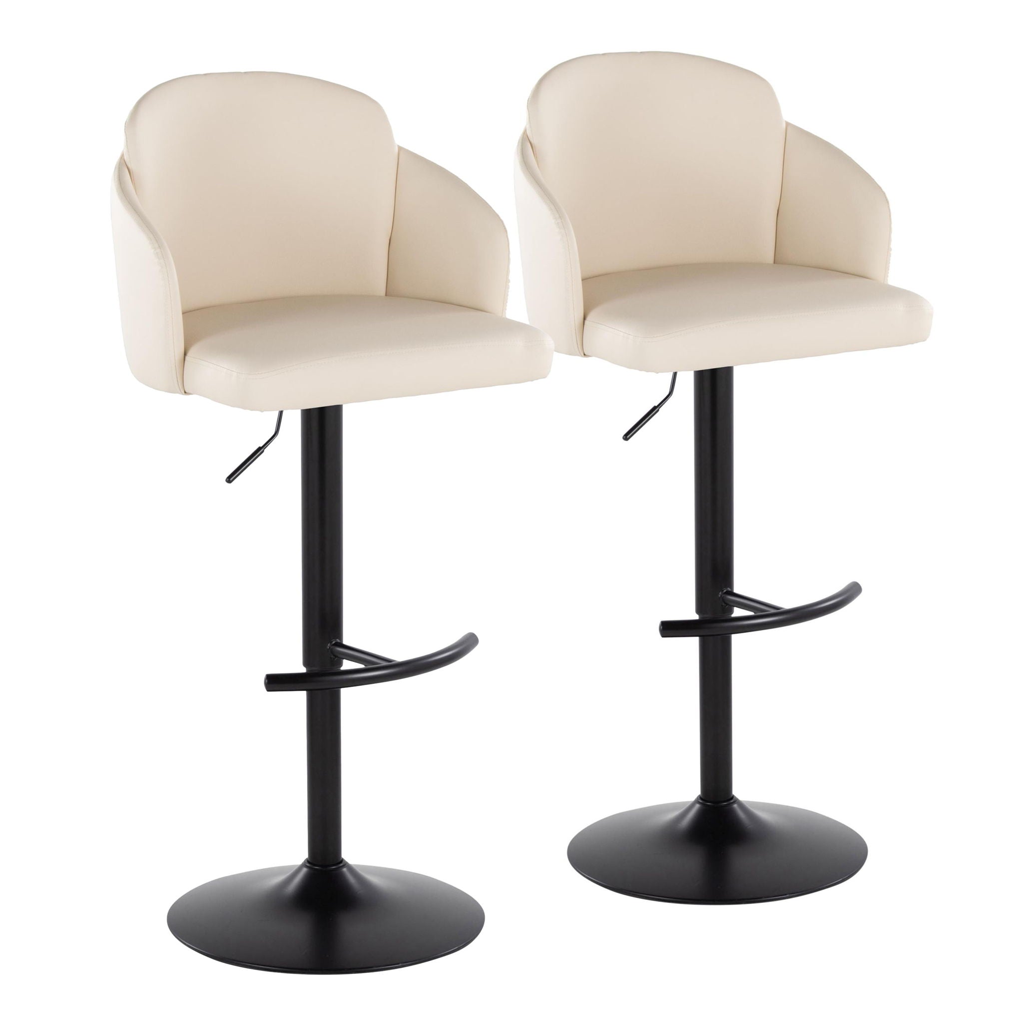 Dahlia - Contemporary Adjustable Barstool With Swivel With Rounded T Footrest (Set of 2) - Best Buy Furniture