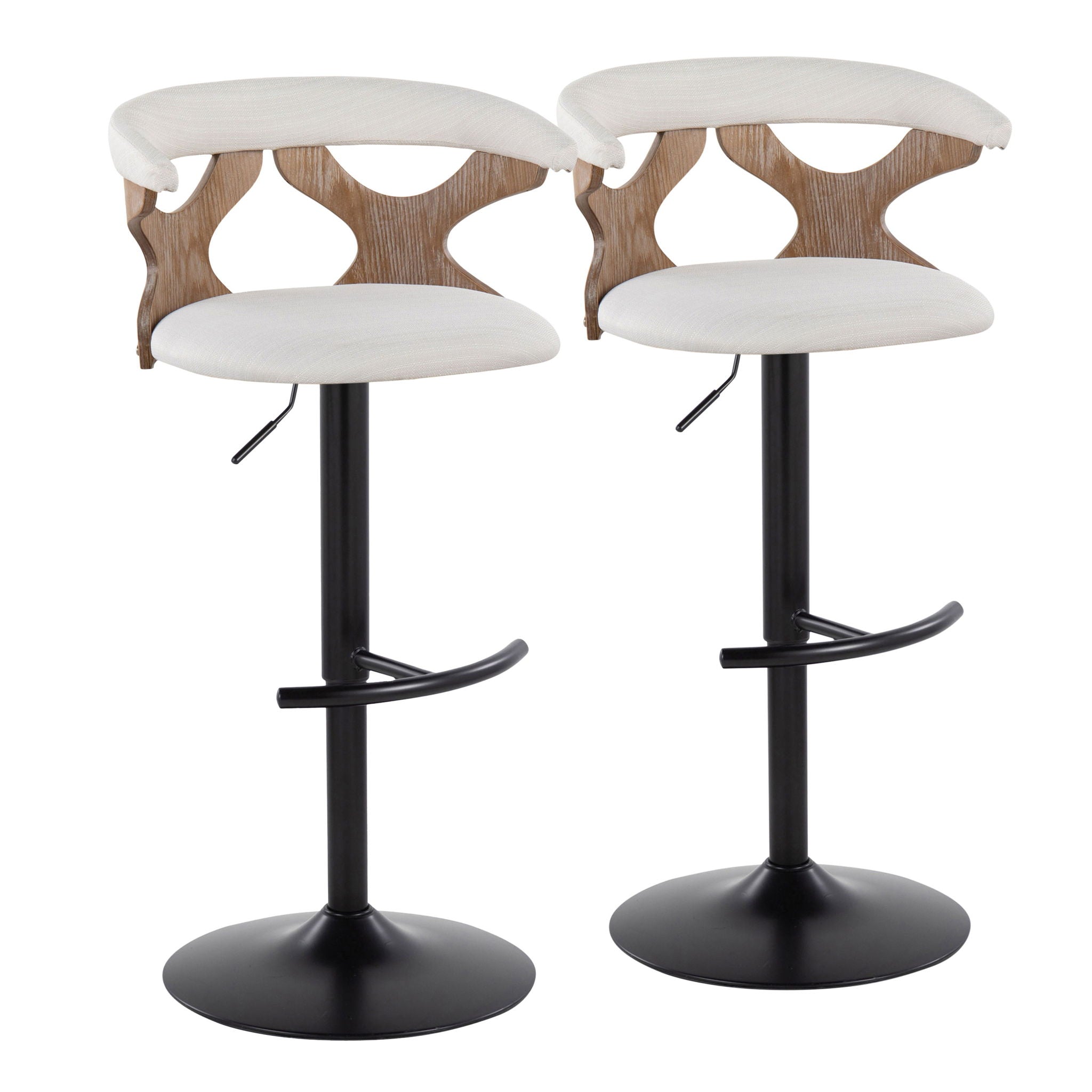 Gardenia - Contemporary Adjustable Barstool & Swivel With Rounded T Footrest (Set of 2) - Best Buy Furniture