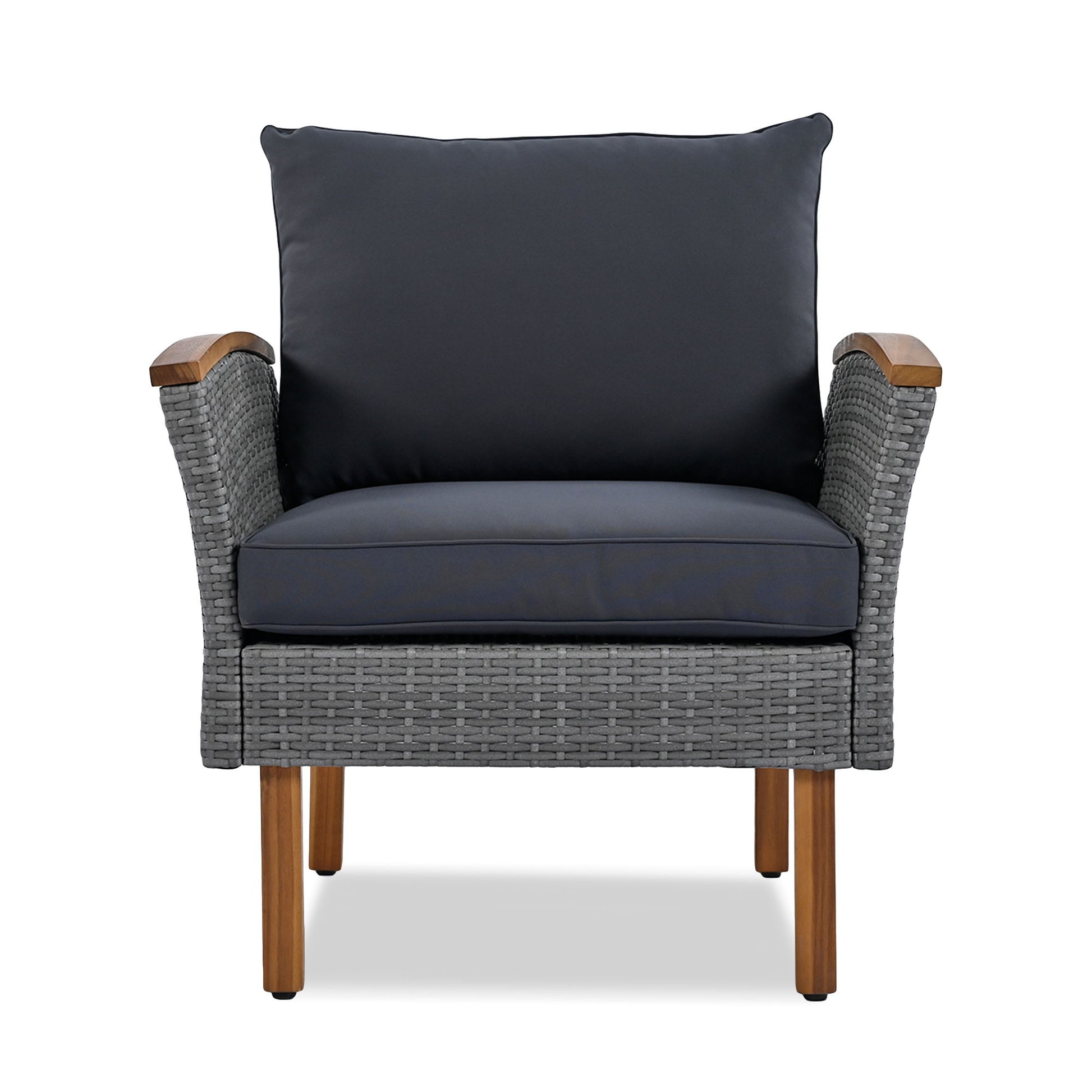 9 Piece Patio Rattan Furniture Set, Outdoor Conversation Set With Acacia Wood Legs And Tabletop, PE Rattan Sectional Sofa Set With Coffee Table, Washable Cushion - Best Buy Furniture