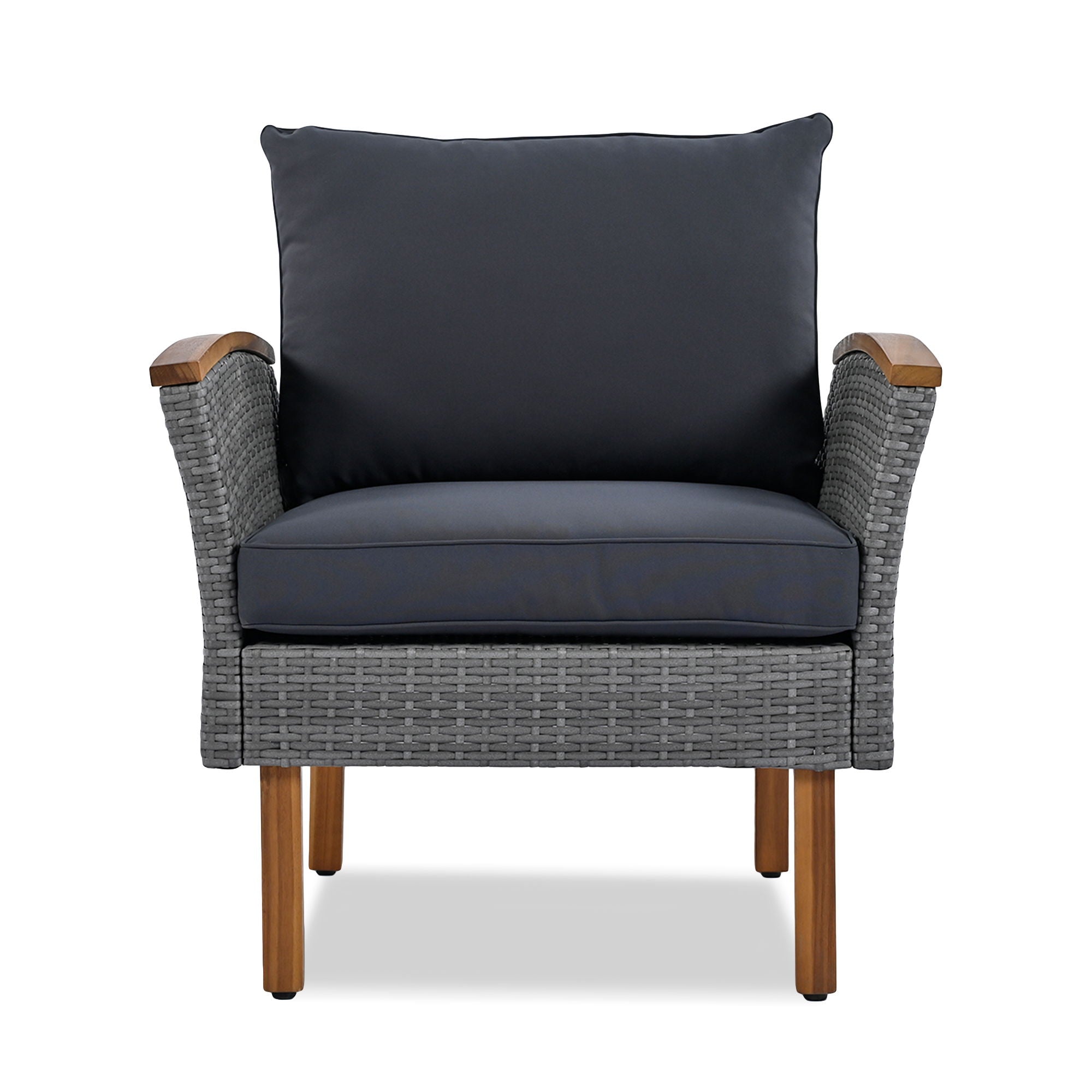 9 Piece Patio Rattan Furniture Set, Outdoor Conversation Set With Acacia Wood Legs And Tabletop, PE Rattan Sectional Sofa Set With Coffee Table, Washable Cushion - Best Buy Furniture