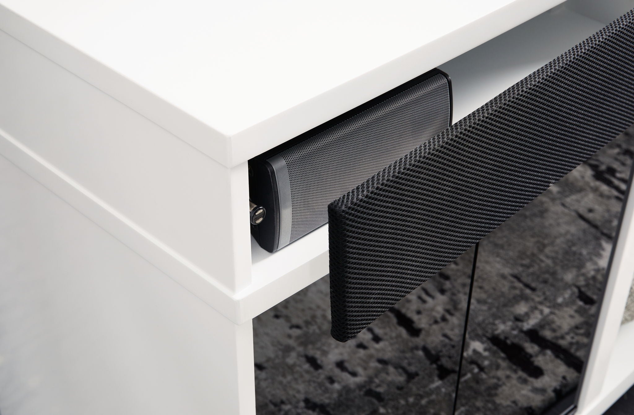 Gardoni - XL TV Stand With Fireplace Option - White / Black - Best Buy Furniture