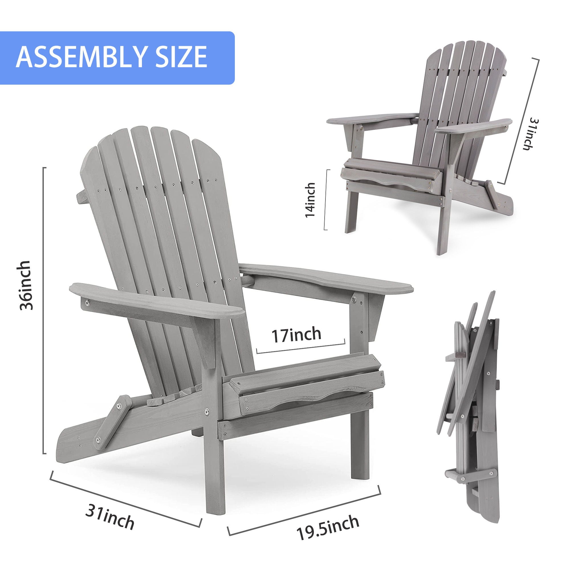 Lounge Patio Chair For Garden Outdoor Wooden Folding Adirondack Chair (Set of 2) Solid Cedar Wood Lounge Patio Chair For Garden - Best Buy Furniture