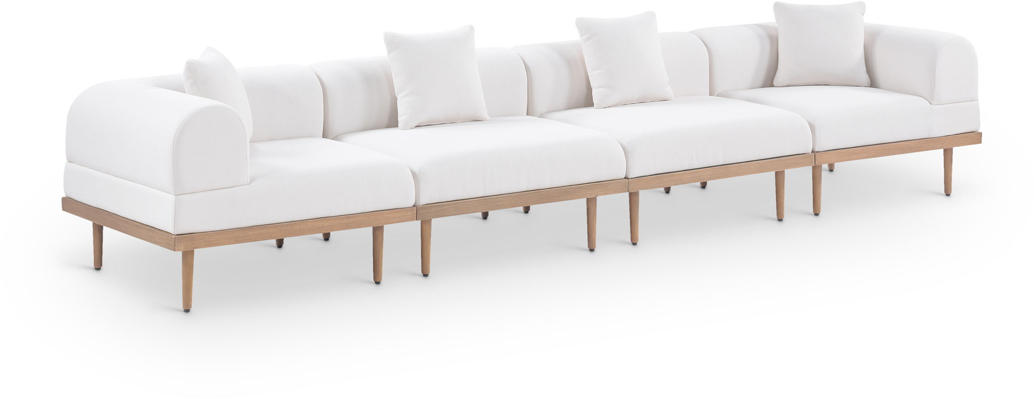 Laguna - 4 Piece Resilient Water Resistant Fabric 142" Upholstered Outdoor Patio Modular Sofa - Best Buy Furniture