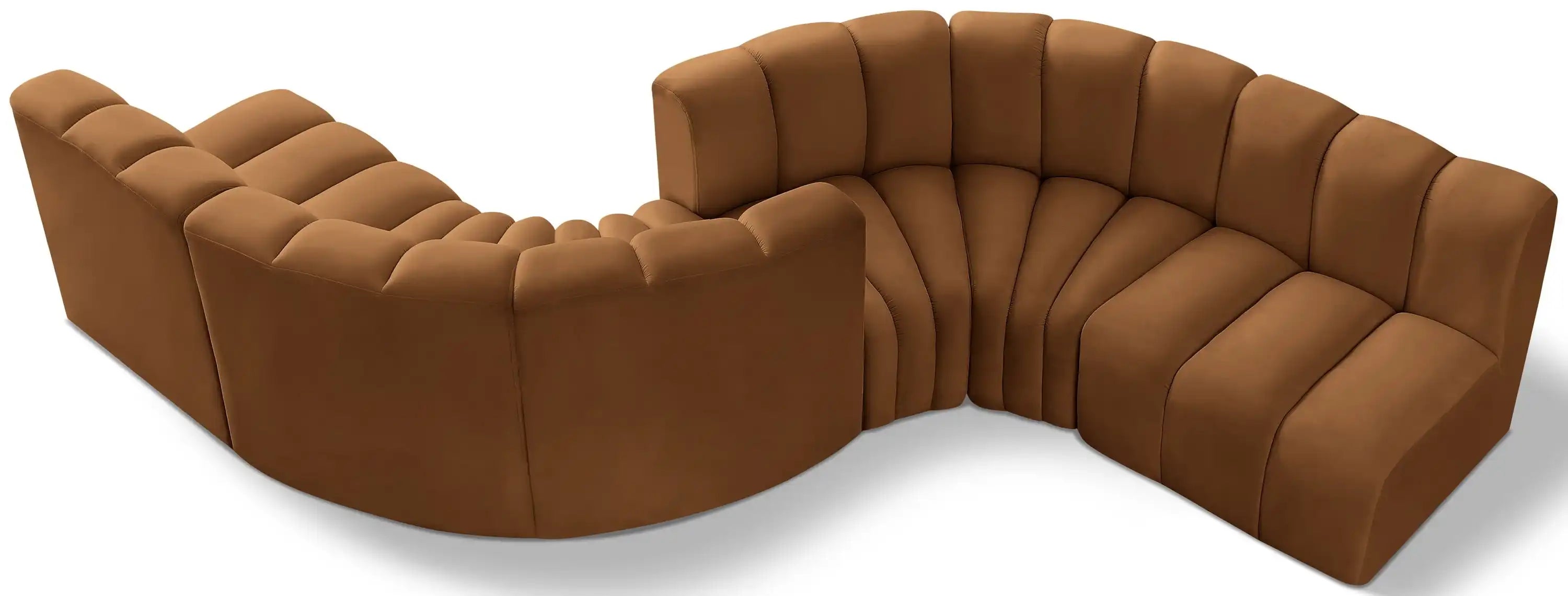 Arc - Velvet 6 Piece Modular Sofa - Saddle - Best Buy Furniture