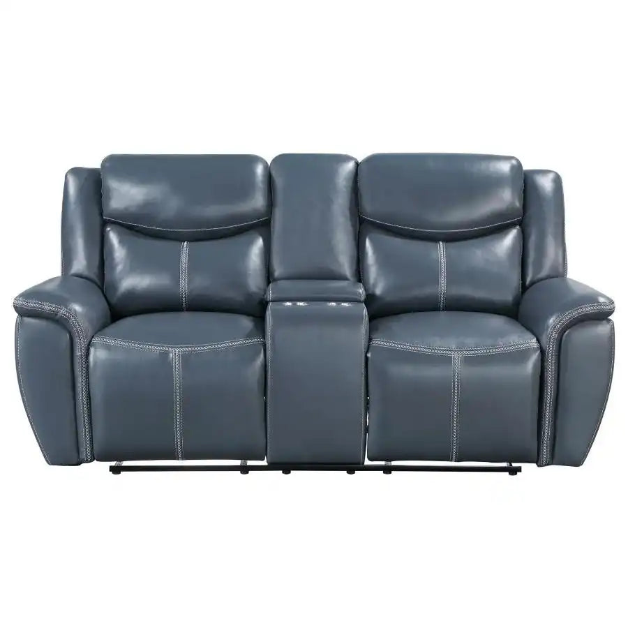 Sloane - Upholstered Padded Arm Reclining Loveseat - Blue - Best Buy Furniture