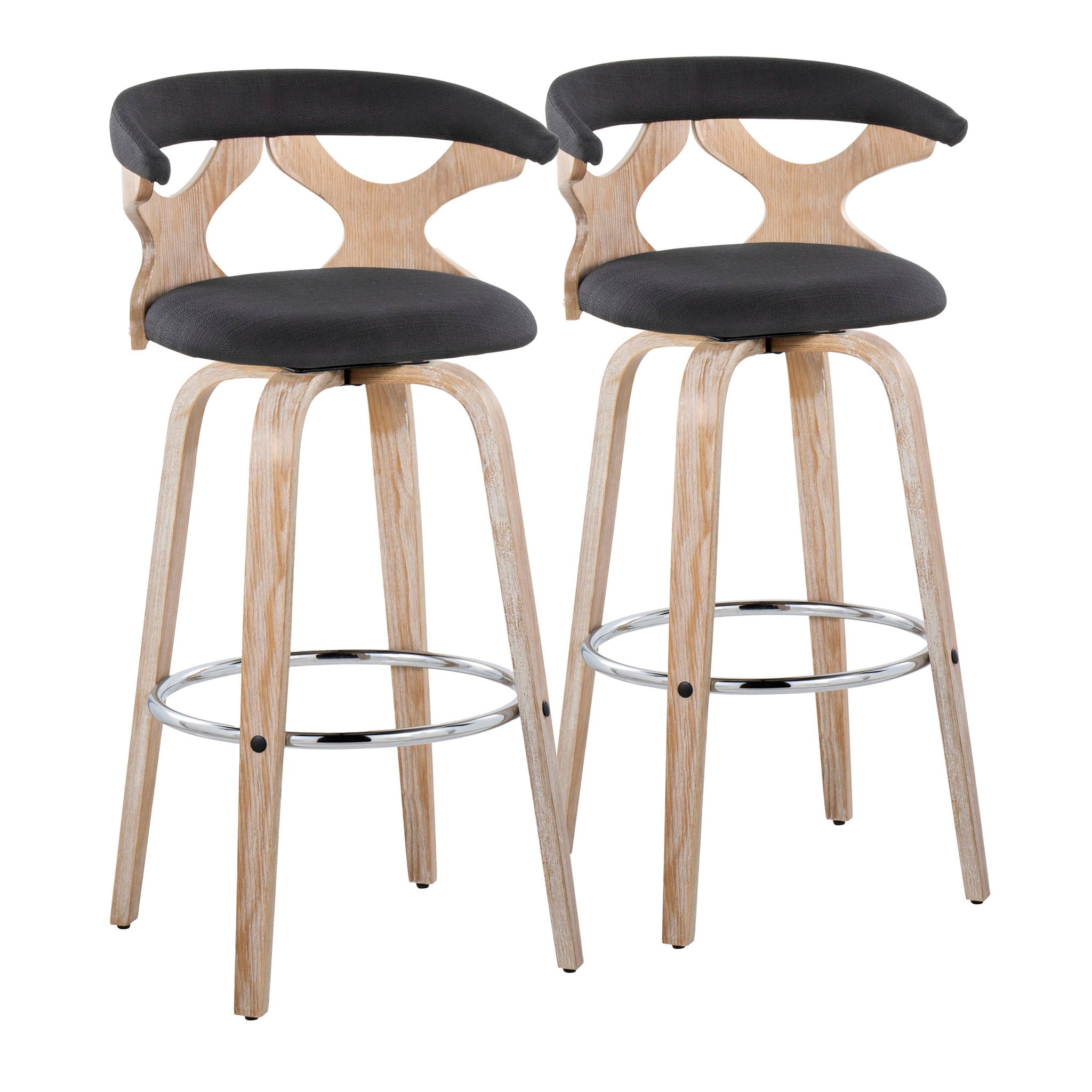Gardenia - Contemporary Fixed Height Barstool With Swivel With Round Footrest (Set of 2) - Best Buy Furniture