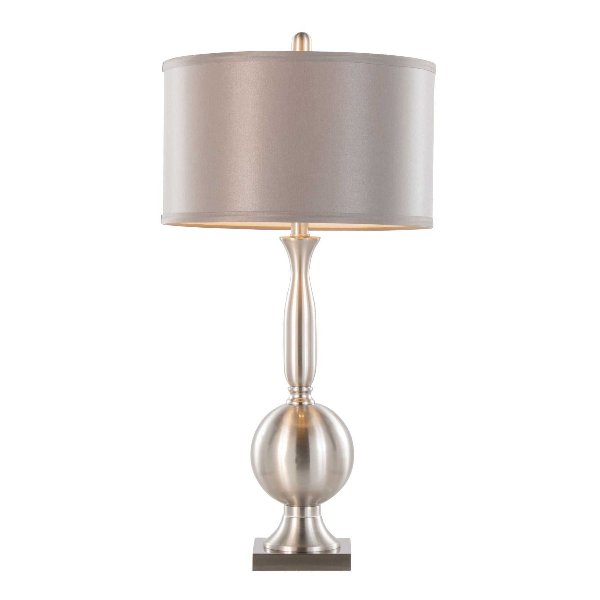 Joan - Contemporary Table Lamp (Set of 2) - Nickel / Gray Satin - Best Buy Furniture