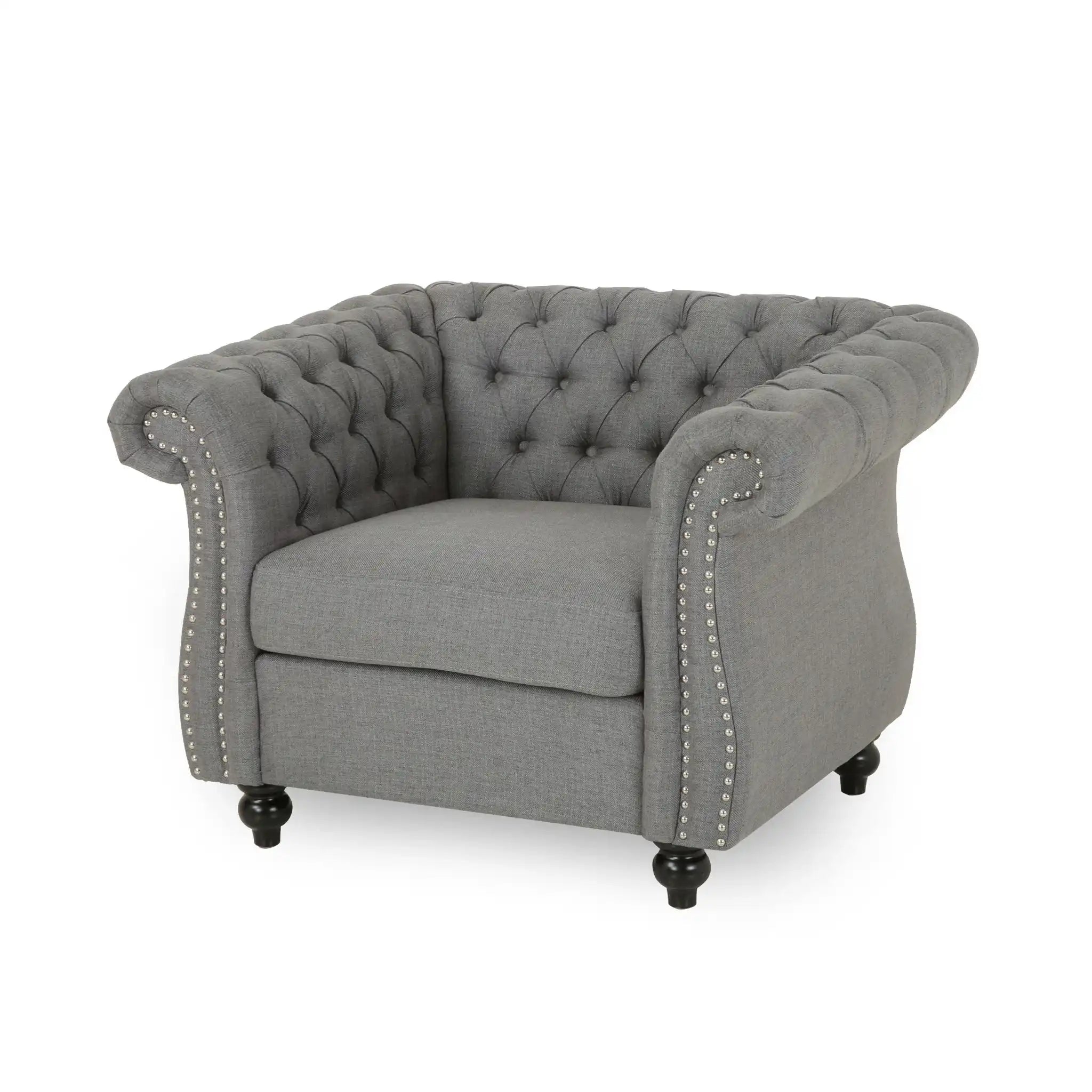 Nexuson - Upholstered Chesterfield Chair With Deep Tufted And Nailhead Trim - Best Buy Furniture