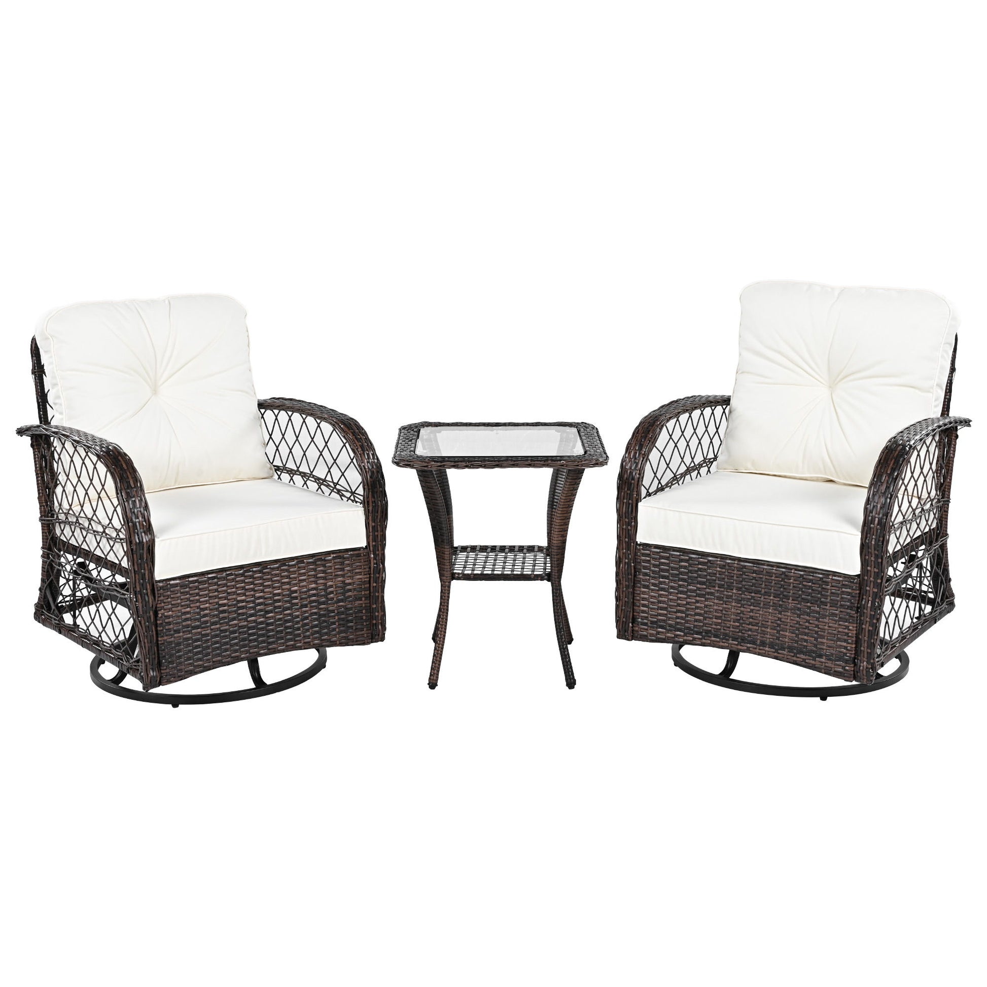 3 Piece Outdoor Chair & Table Set Chat Set, 2 Person Rattan Seating Group - Best Buy Furniture