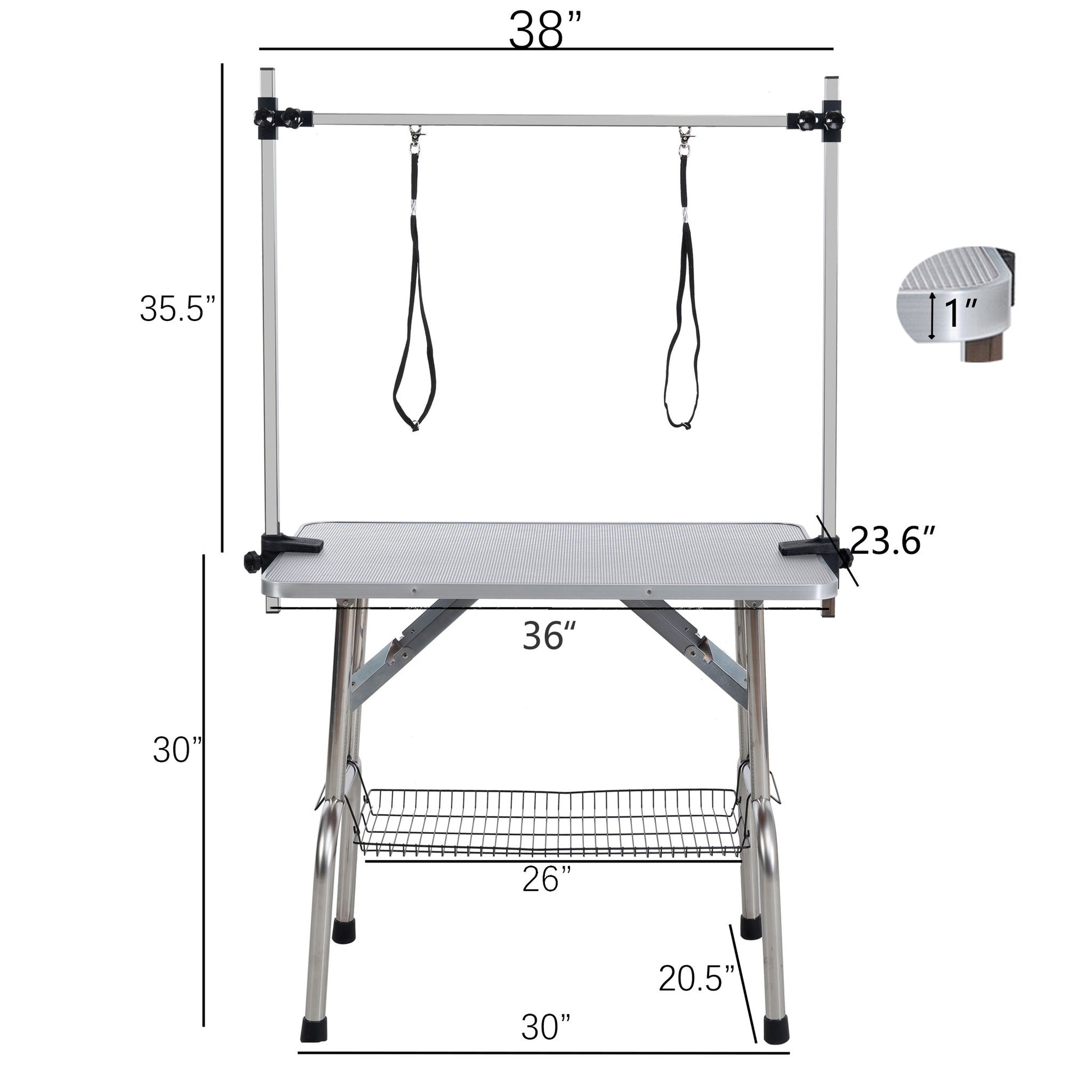 Folding Dog Pet Grooming Table Stainless Steel Frame Rubber Mat On Board With Adjustable Arm And Clamps Pet Dog Cat Grooming Table - Best Buy Furniture