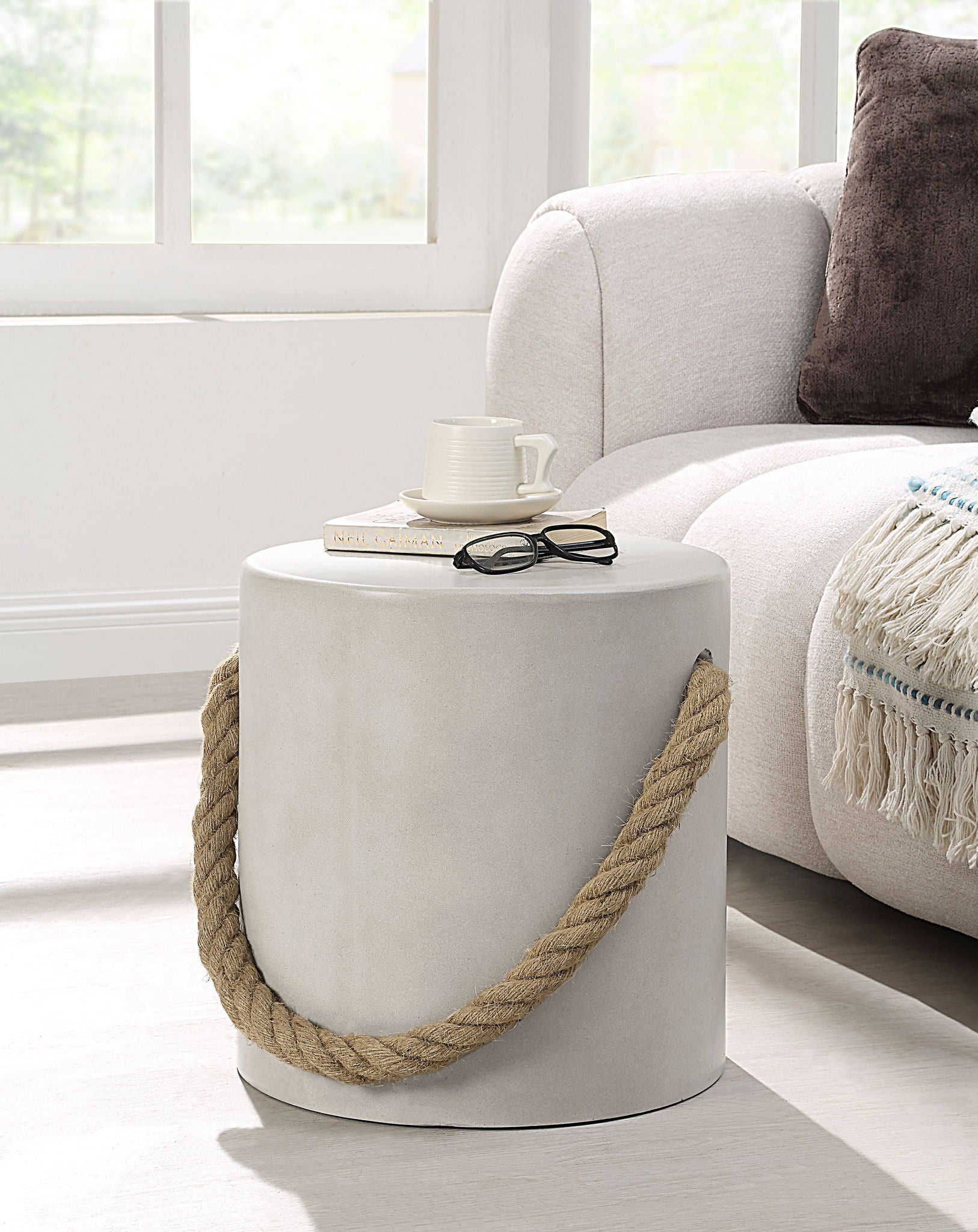 Gene - Fiber Concrete Accent Table - Gray - Best Buy Furniture