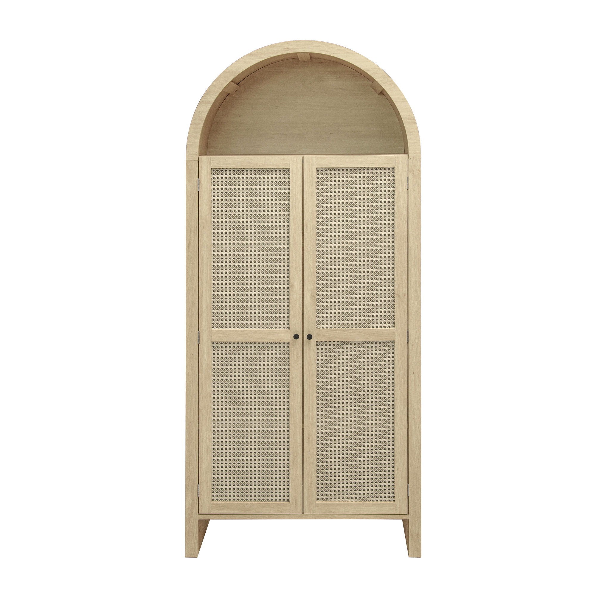 Tall Arched Kitchen Pantry, Arched Storage Display Cabinet With 2 Drawers & Adjustable Shelves, Rattan Door Versatile Storage Cabinet For Kitchen, Dining Room - Natural - Best Buy Furniture