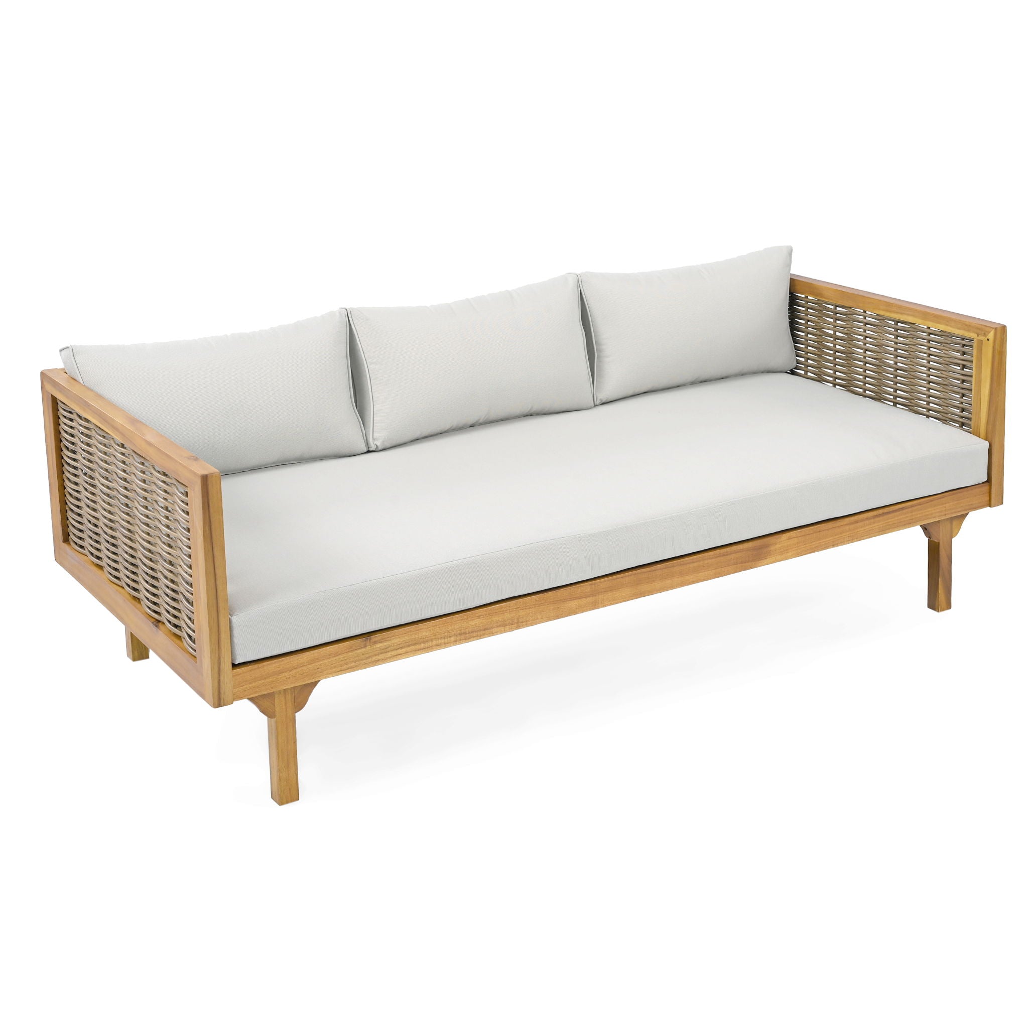 Claremont - 3 Seater Daybed Teak Acacia Wood Water Resistant Cushions - Best Buy Furniture