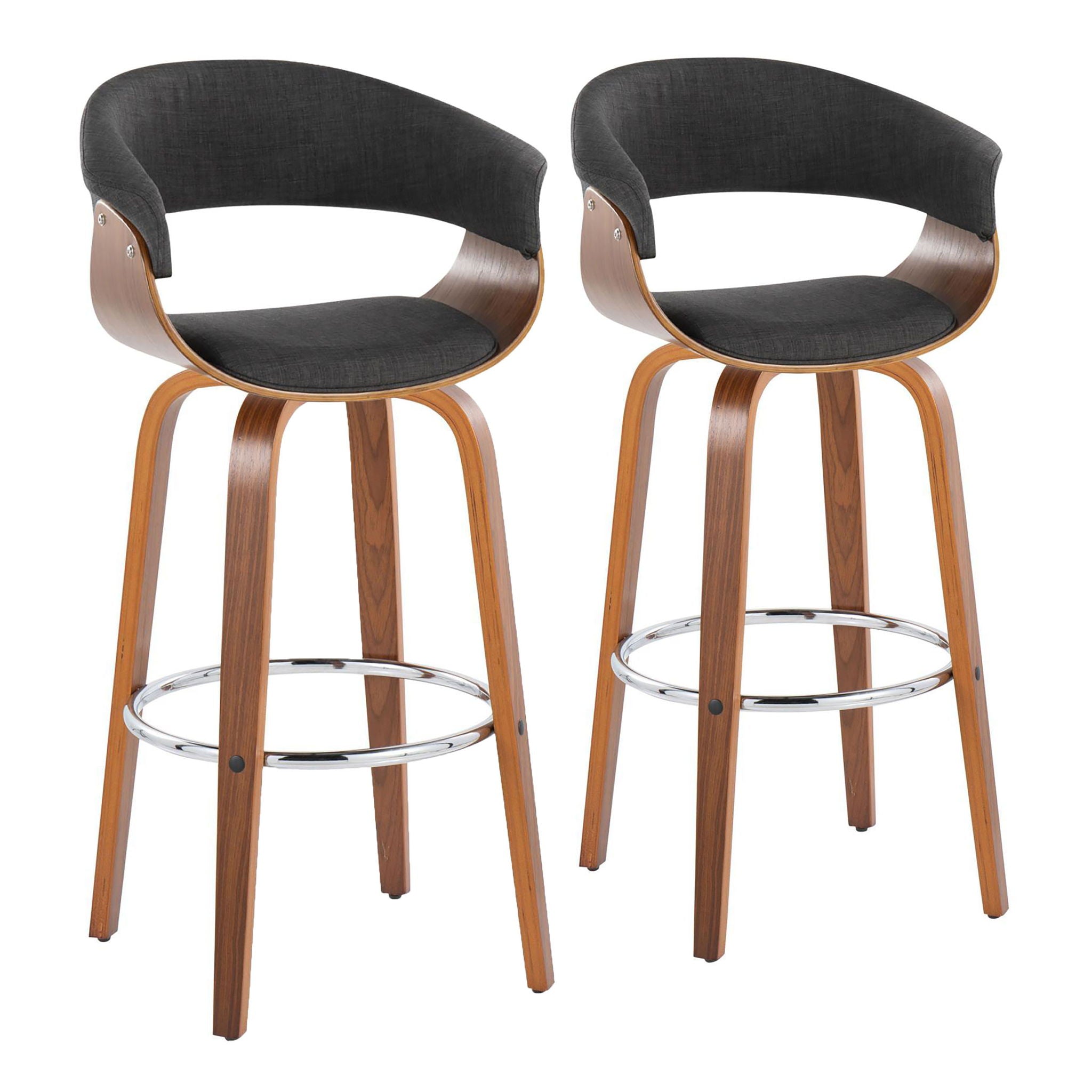 Vintage Mod - Mid Century Modern Fixed Height Barstool With Swivel With Round Footrest (Set of 2) - Best Buy Furniture