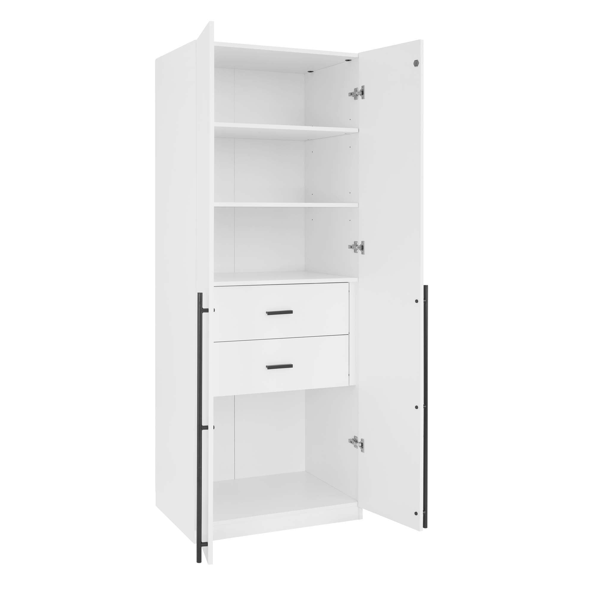 Lee - Free Standing Wardrobe Closet With Drawers And Shelves